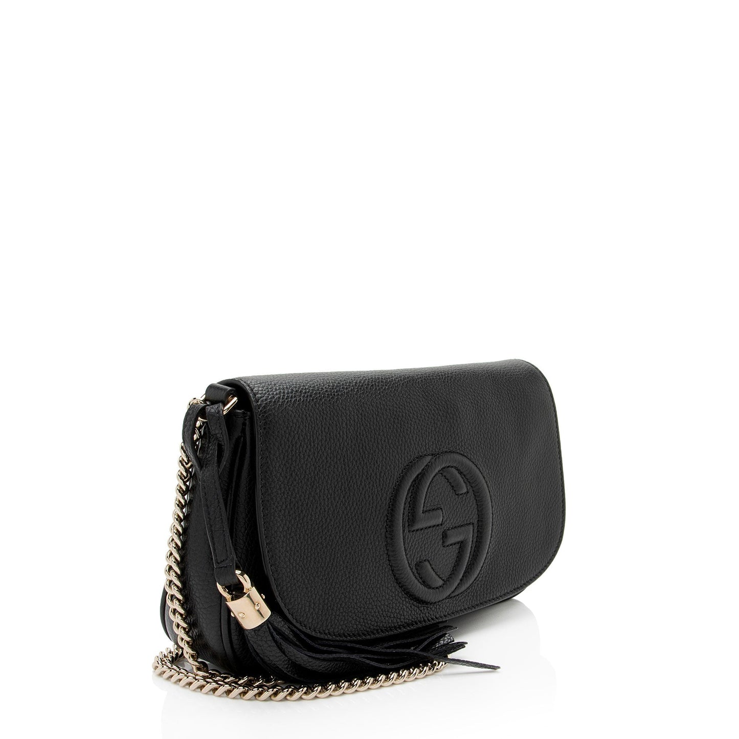 Gucci Soho Leather Black Medium Flap Crossbody Bag Flap Bag