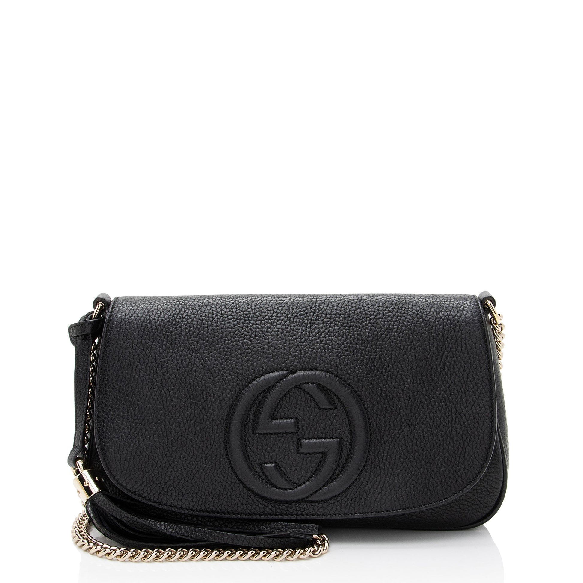 Gucci Soho Leather Black Medium Flap Crossbody Bag