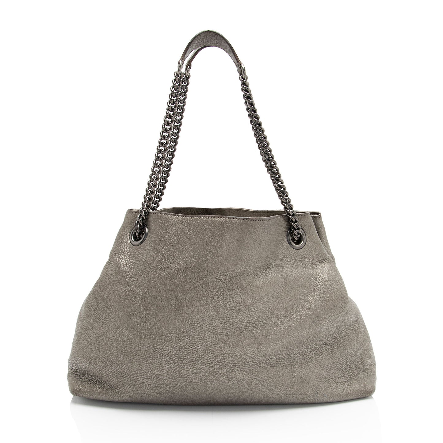 Gucci Metallic Soho Leather Silver Grey Medium Shoulder Bag
