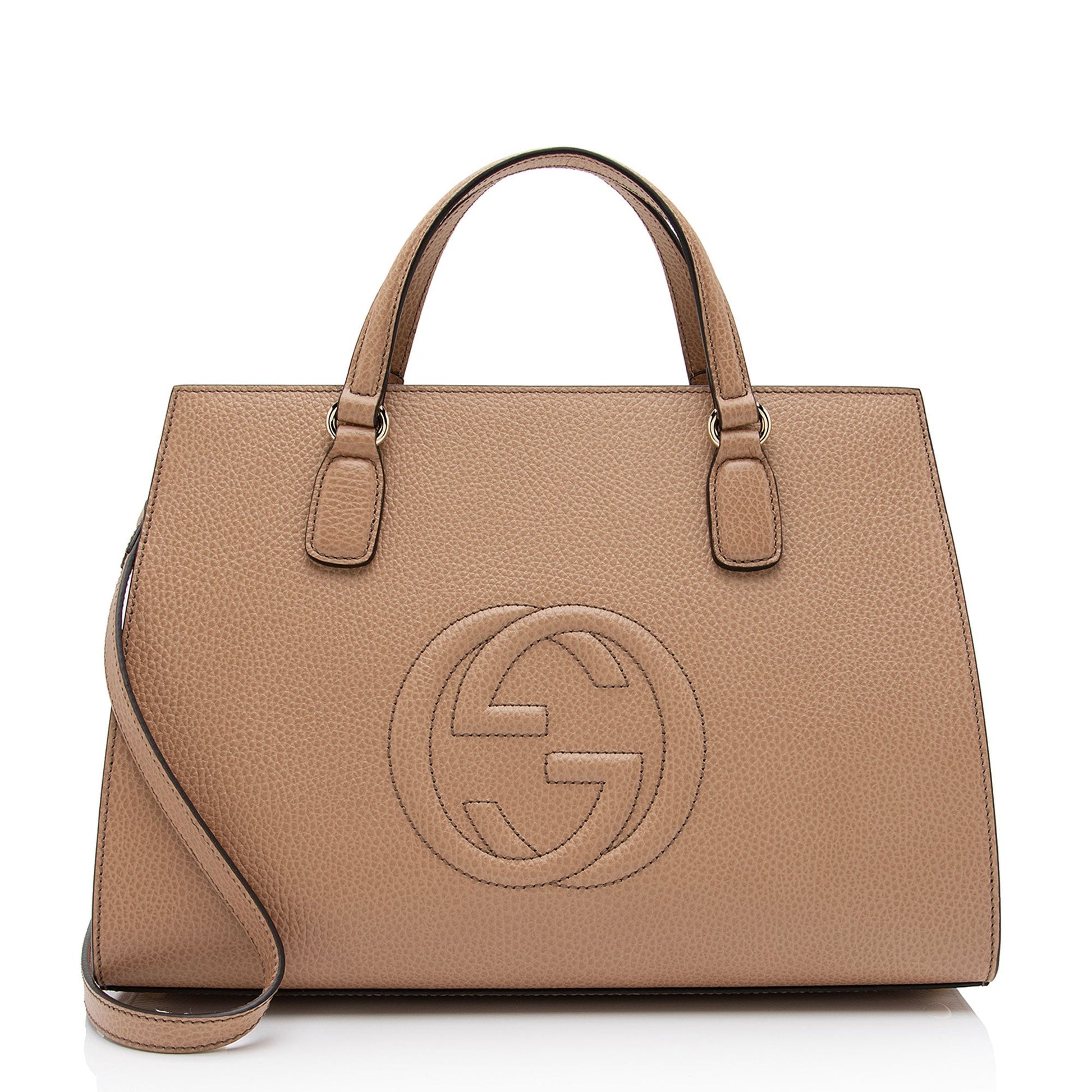 Gucci Soho SHF-auIjxm Leather Beige Medium Top Handle Satchel Bag