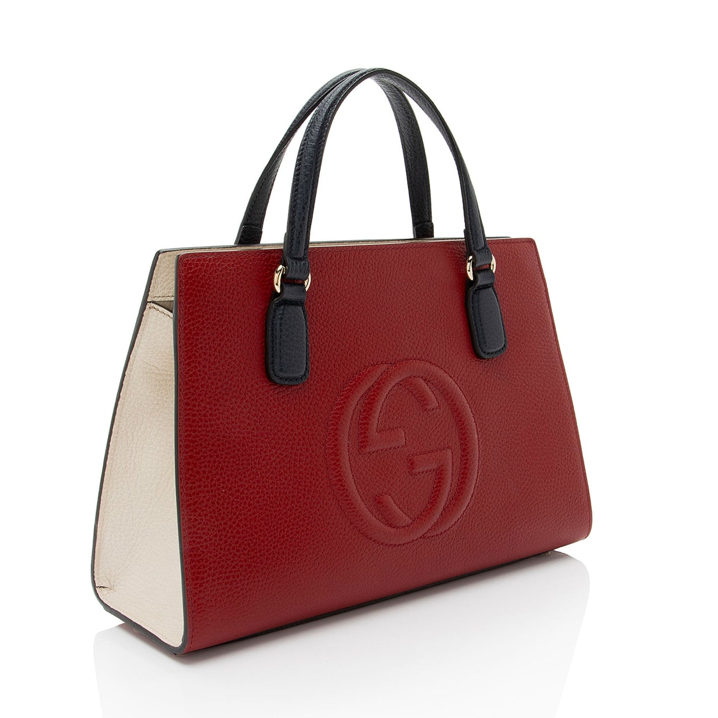 Gucci Soho Leather White Blue Red Satchel Bag