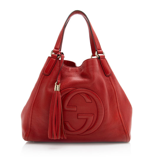 Gucci Soho SHF Leather Red Medium Tote Bag Tote Shf