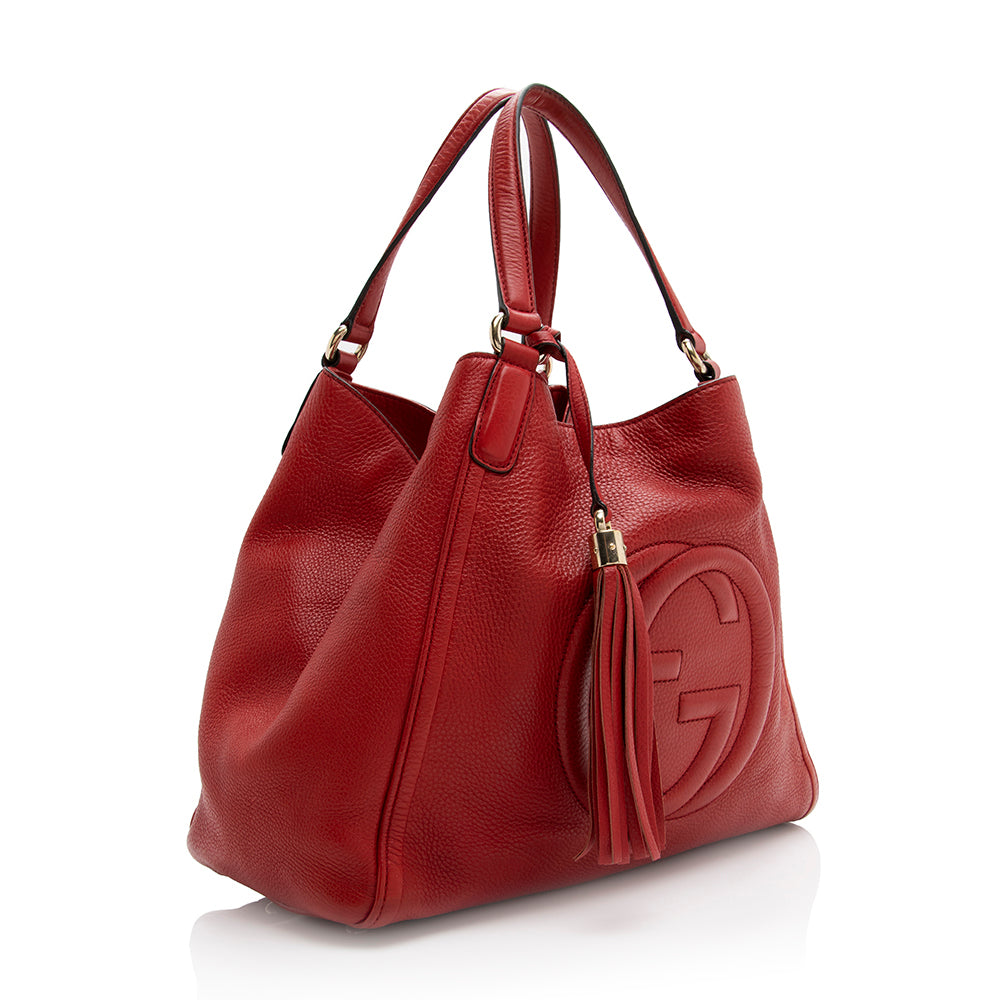 Gucci Soho SHF Leather Red Medium Tote Bag Tote Shf