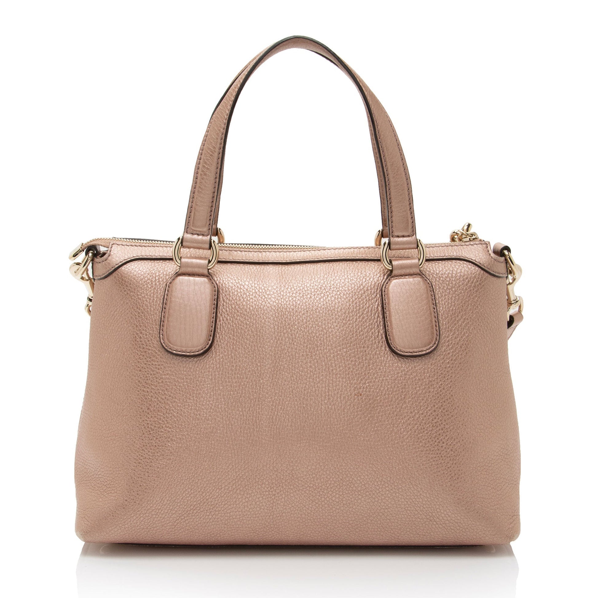Gucci Metallic Soho SHF-Uec4UG Leather Pink Top Handle Satchel Bag
