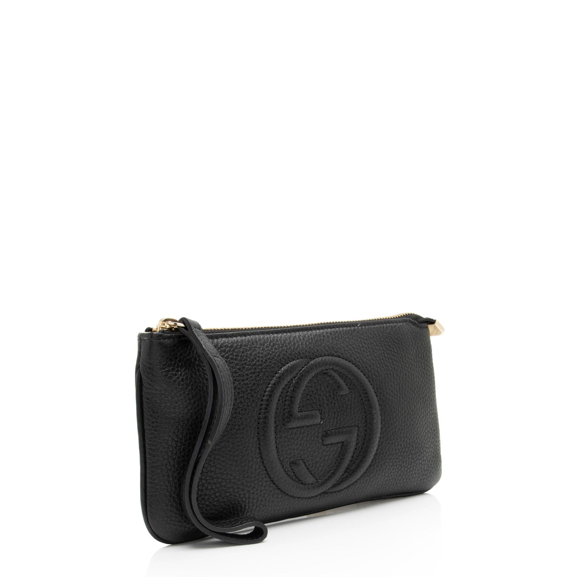 Gucci Soho Wristlet SHF-tCQd7D Leather Black Handbag