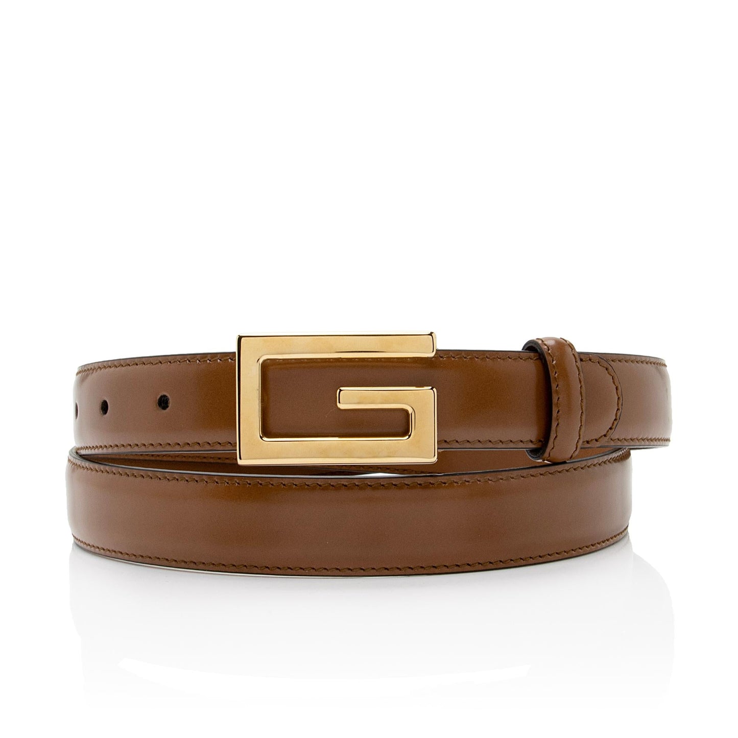 Gucci Square G Slim Belt - Leather Brown Accessory