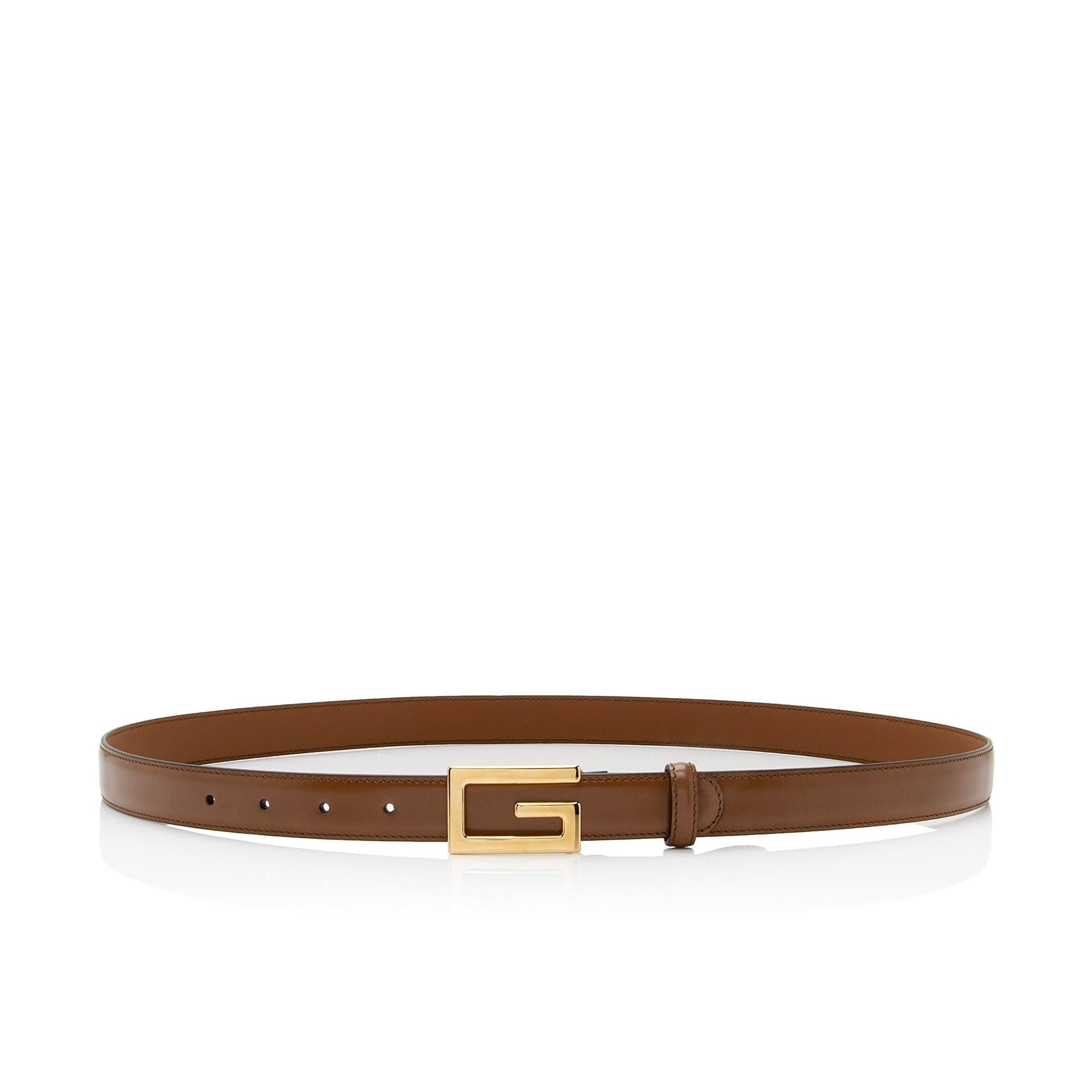 Gucci Square G Slim Belt - Leather Brown Accessory
