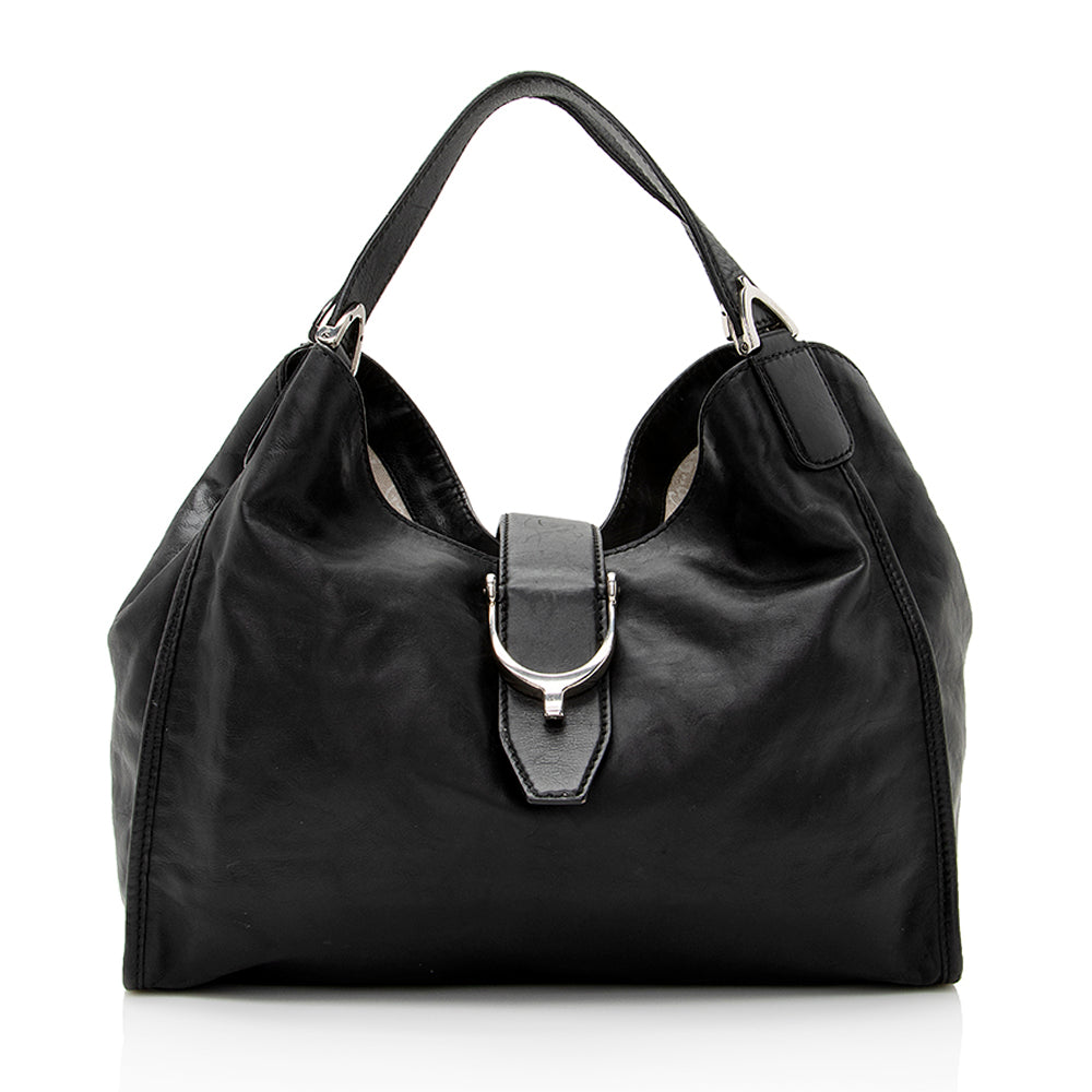 Gucci Stirrup SHF Leather Black Tote Bag