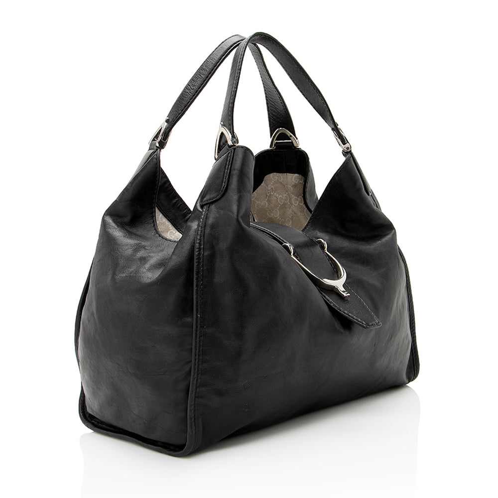 Gucci Stirrup SHF Leather Black Tote Bag