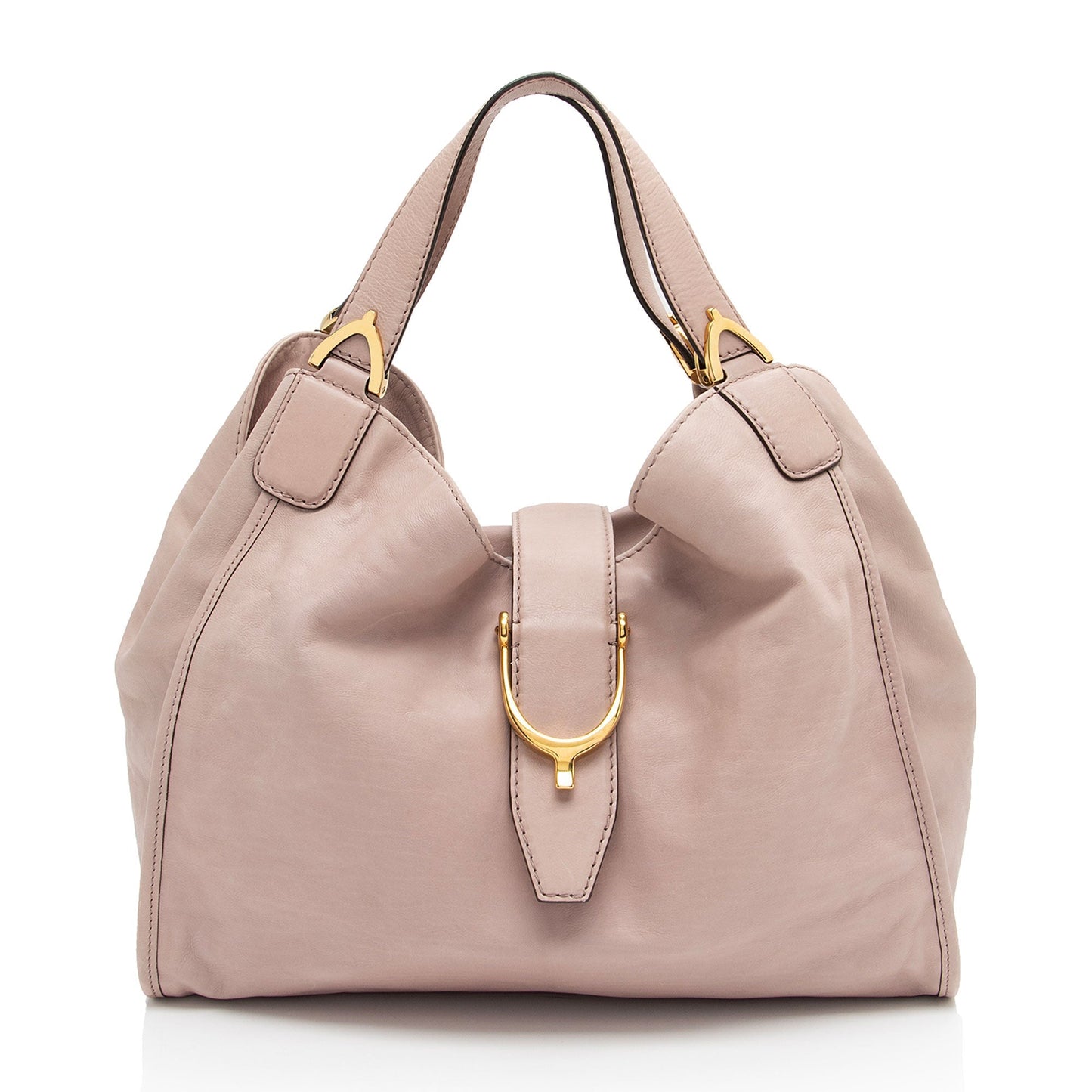 Gucci Stirrup Leather Pink Tote Bag