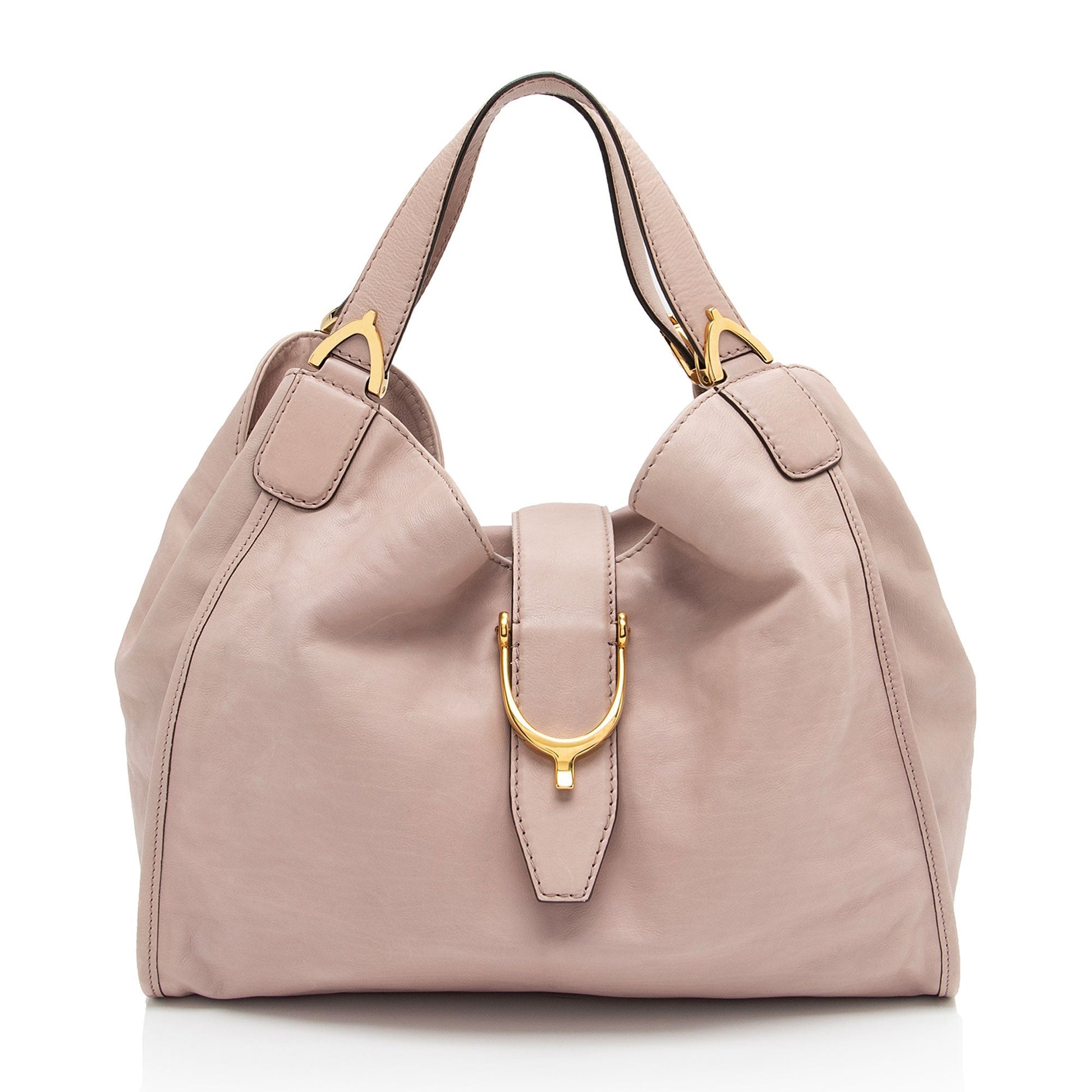 Gucci Stirrup Leather Pink Tote Bag