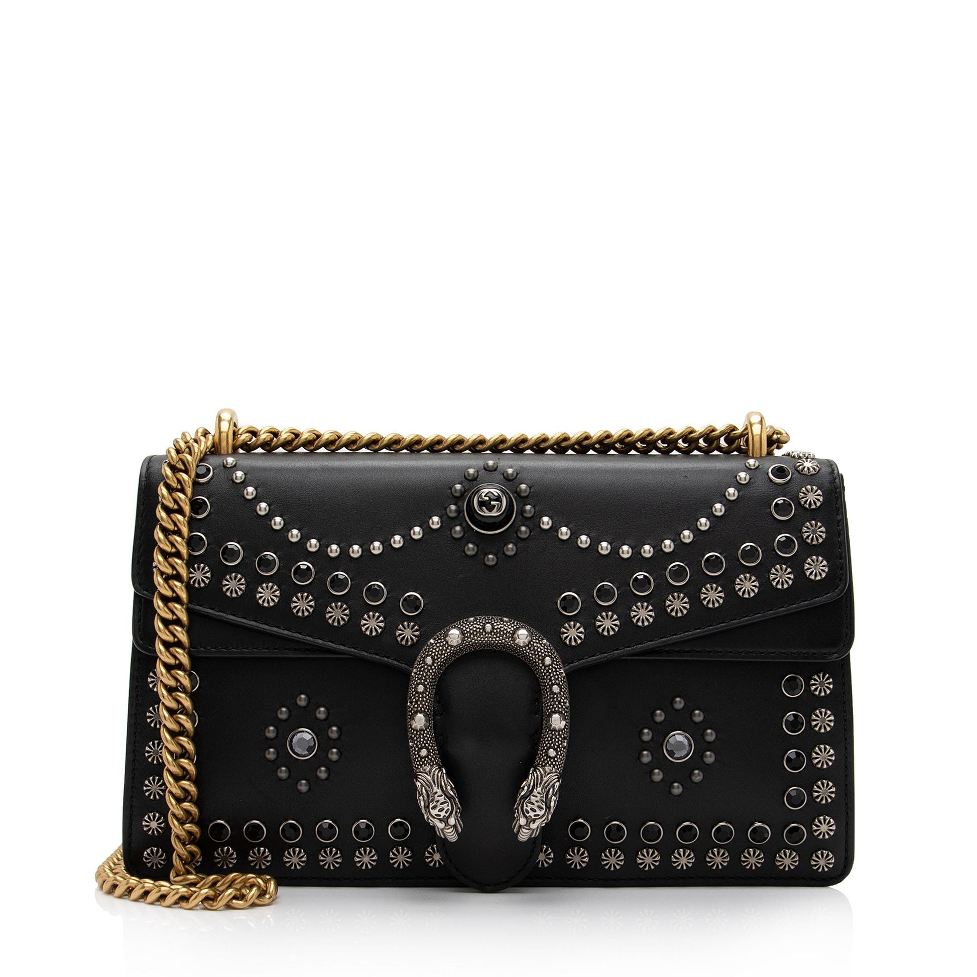 Gucci Studded Dionysus SHF-4mjFWd Leather Black Small Shoulder Bag
