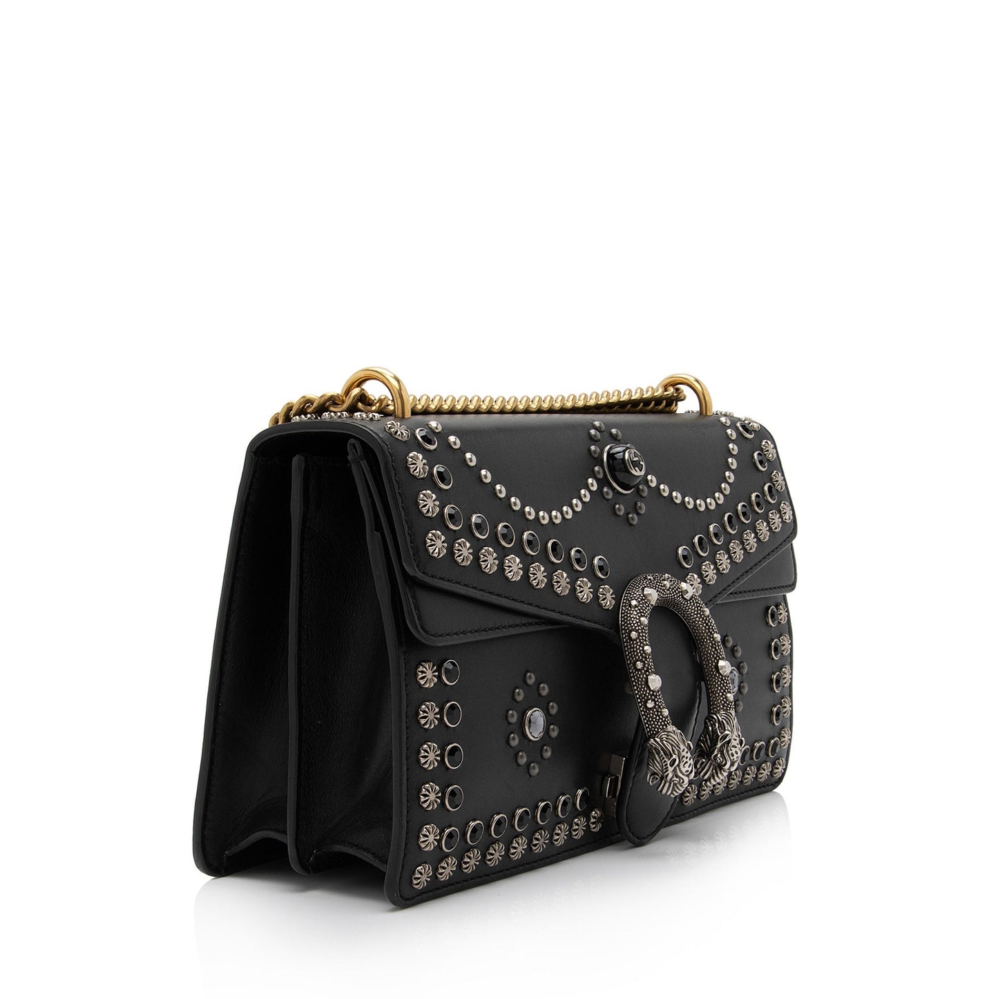 Gucci Studded Dionysus SHF-4mjFWd Leather Black Small Shoulder Bag