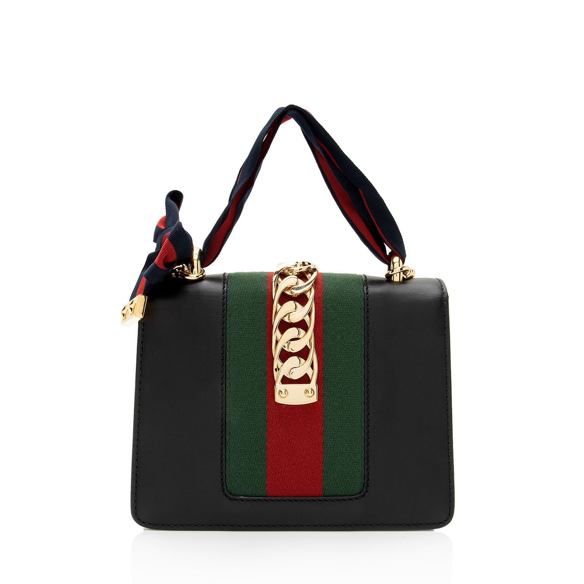 Gucci Sylvie Chain SHF-2s1qNf Leather Nylon Black Mini Crossbody Bag