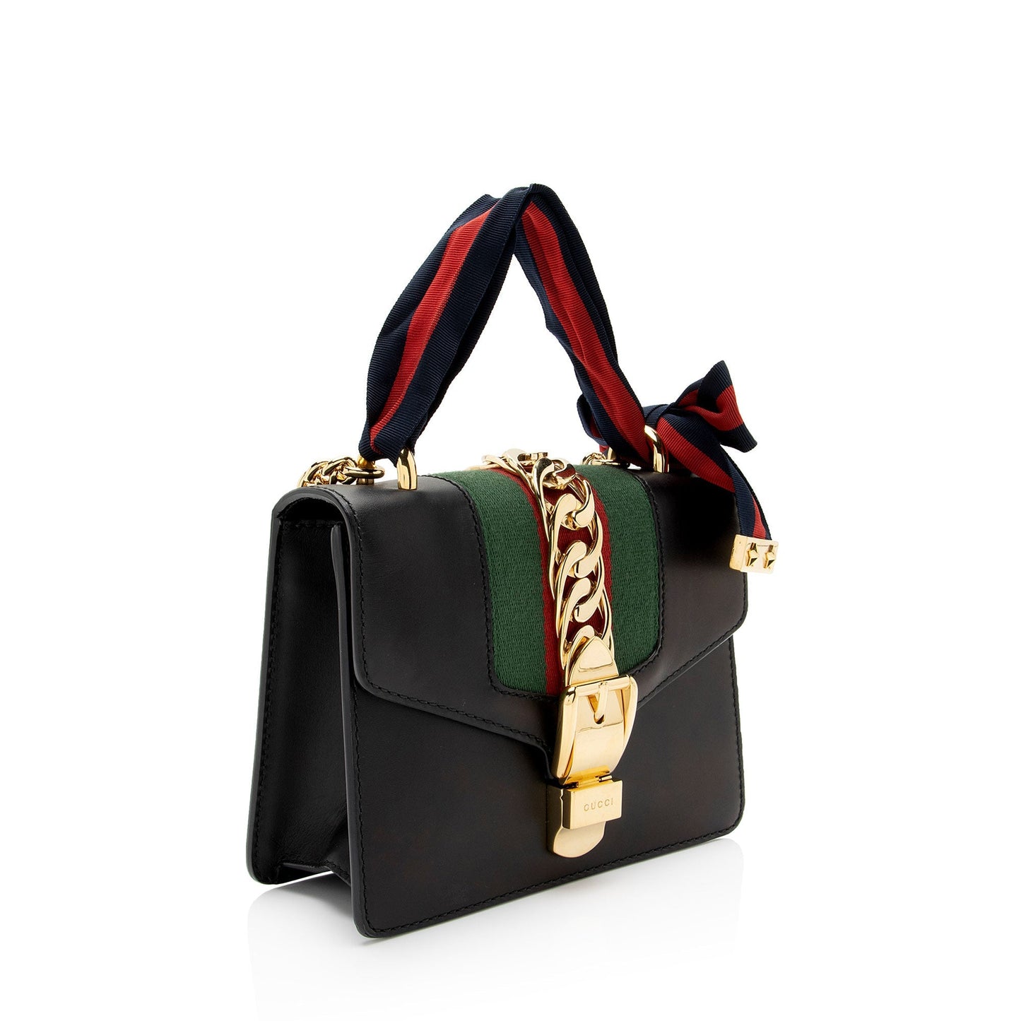 Gucci Sylvie Chain SHF-2s1qNf Leather Nylon Black Mini Crossbody Bag