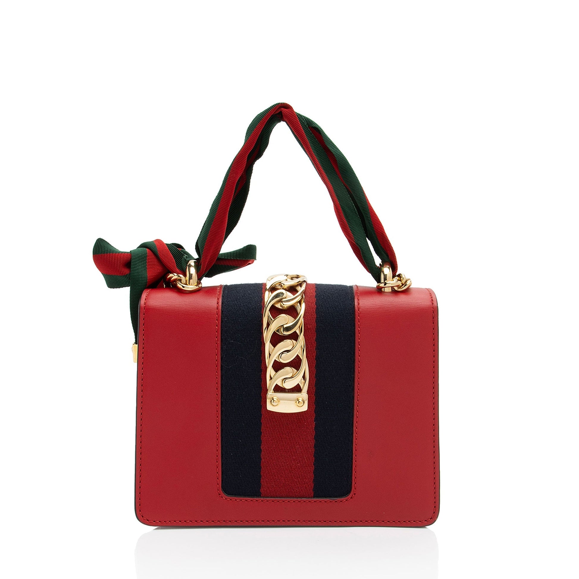 Gucci Sylvie Chain Leather Nylon Red Mini Shoulder Bag