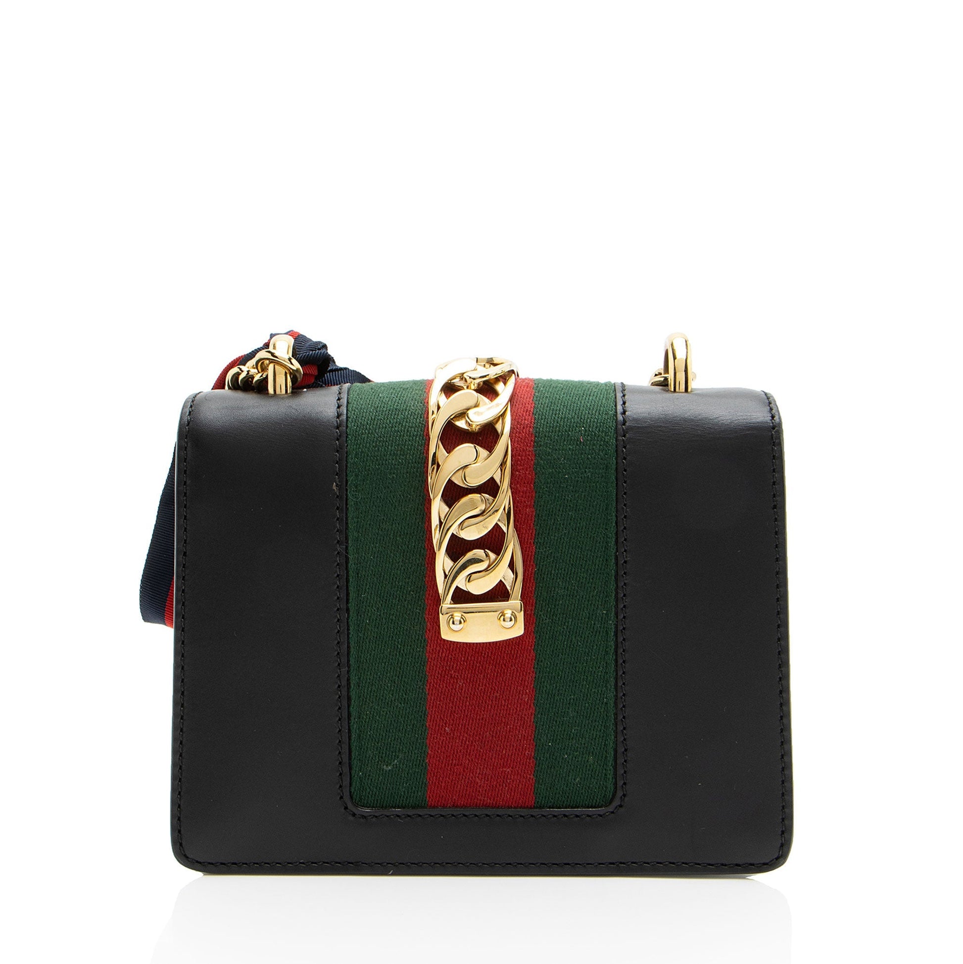 Gucci Sylvie Chain SHF-c7rwM9 Leather Nylon Black Mini Shoulder Bag