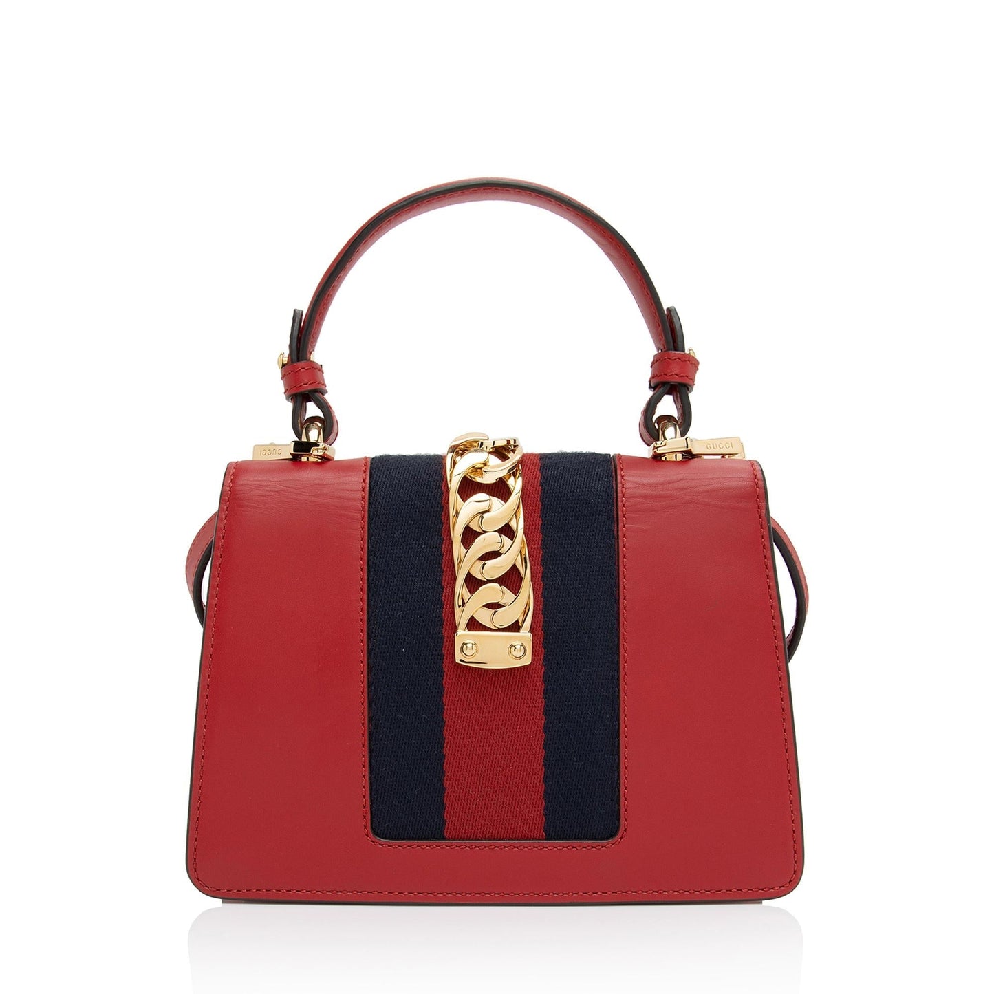 Gucci Sylvie SHF-SJmAoq Leather Nylon Red Mini Satchel Bag