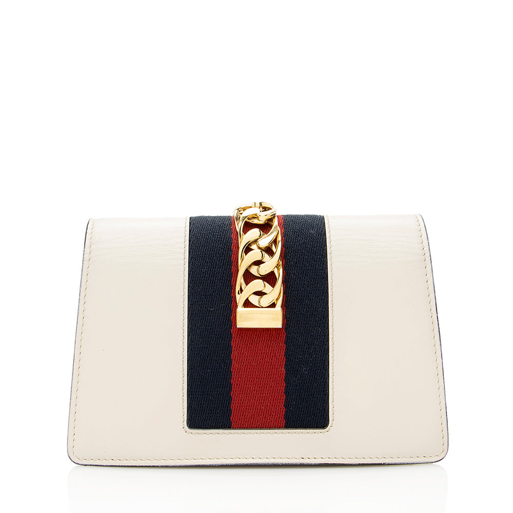 Gucci Sylvie Super SHF Leather Nylon White Mini Crossbody Bag