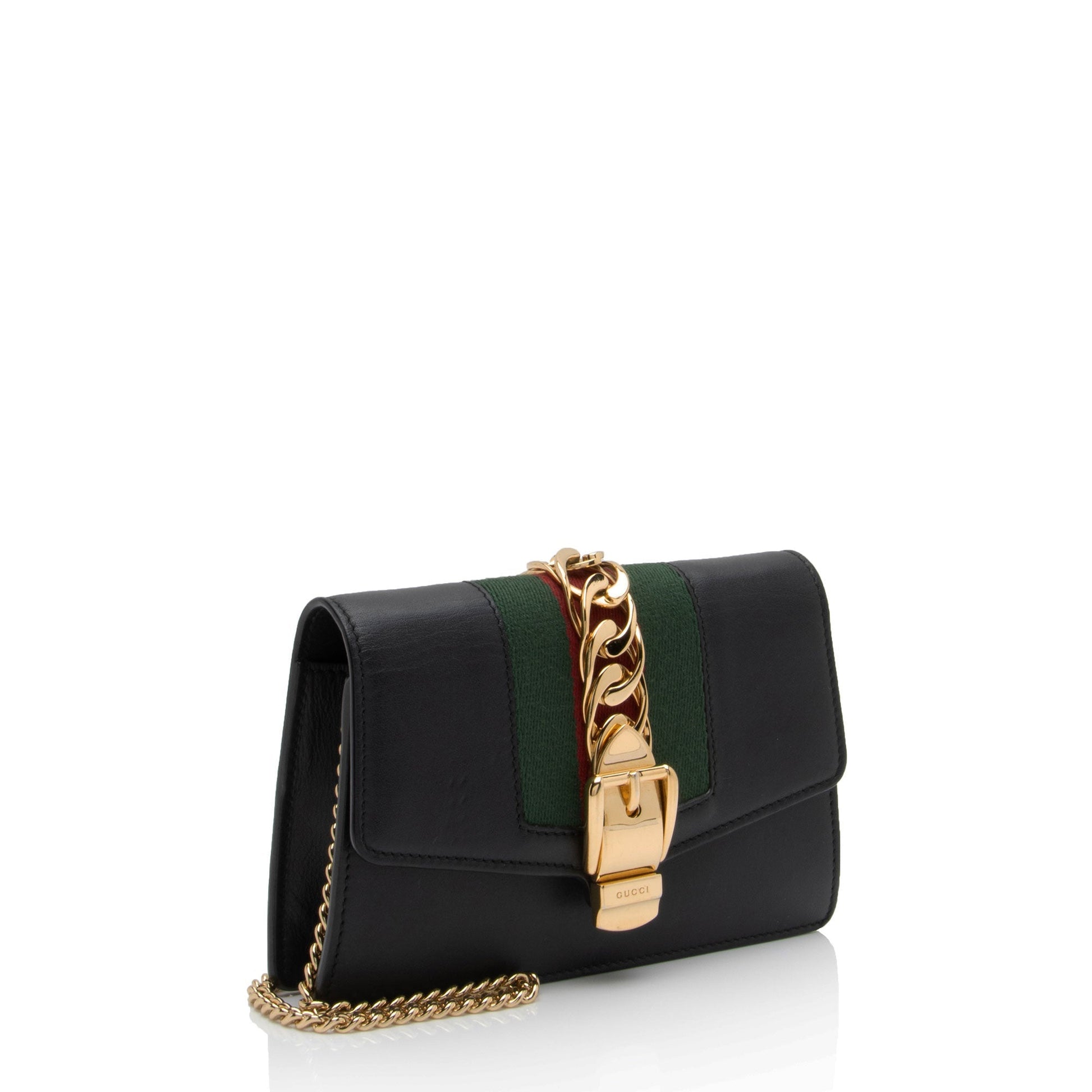 Gucci Sylvie Super SHF-pKo8lR Leather Nylon Black Mini Crossbody Bag