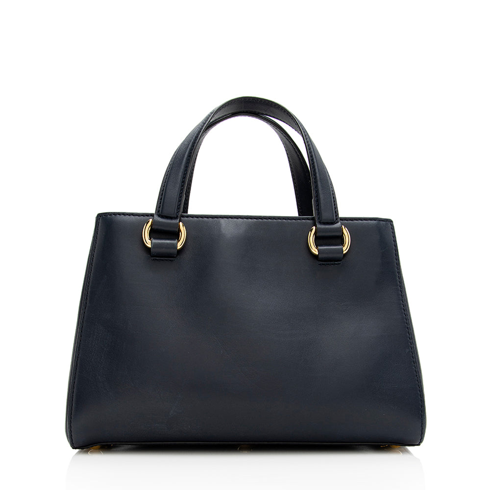 Gucci Sylvie Top Handle SHF Leather Nylon Blue Medium Tote Bag