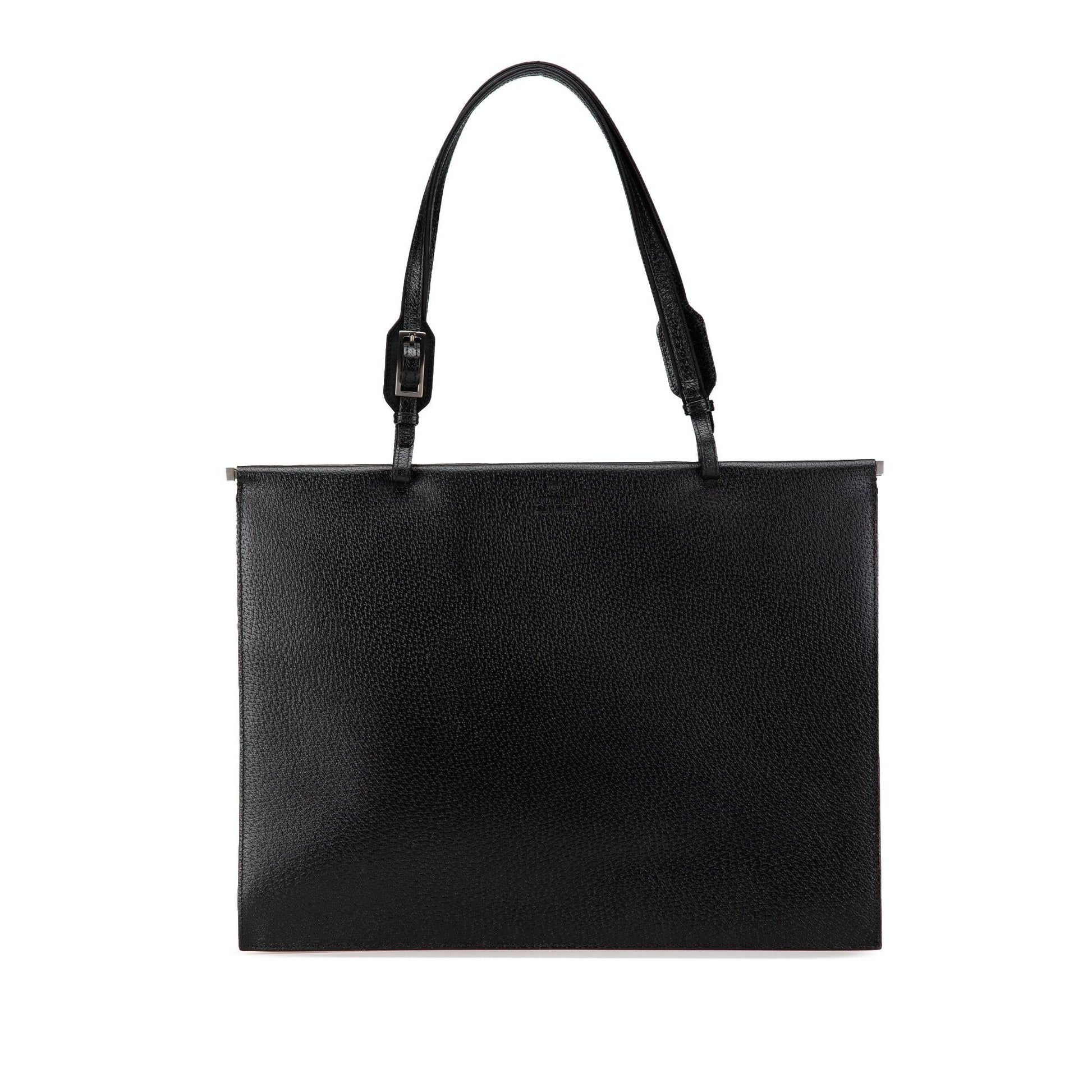 Gucci Leather 2 Calf Black Tote Bag
