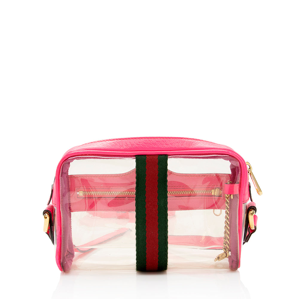 Gucci Transparent Ophidia SHF Leather Nylon Pink Mini Crossbody Bag