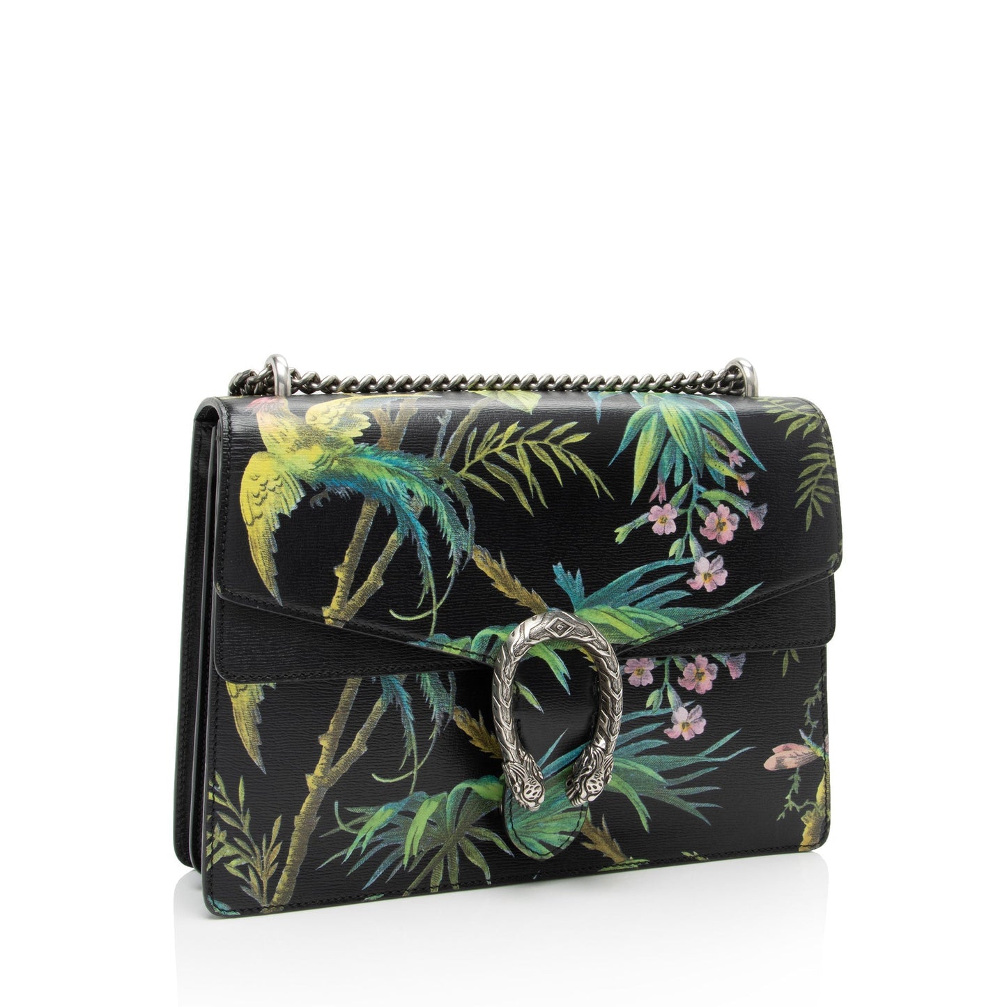 Gucci Tropical Dionysus SHF-oZtKKz Leather Black Green Medium Shoulder Bag