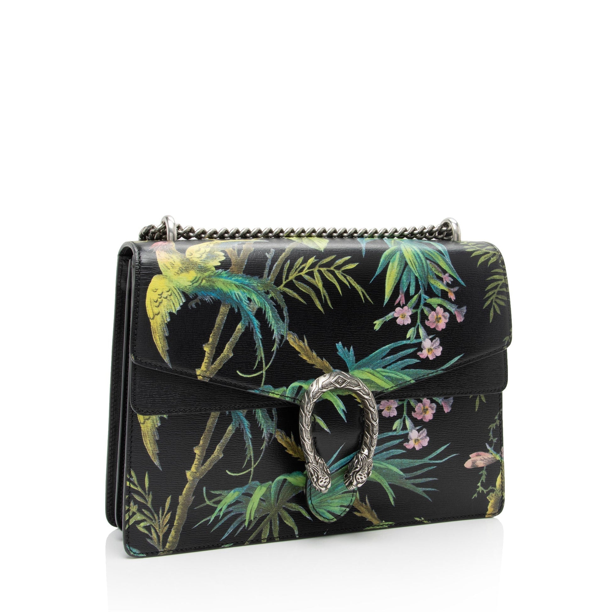 Gucci Tropical Dionysus SHF-oZtKKz Leather Black Green Medium Shoulder Bag
