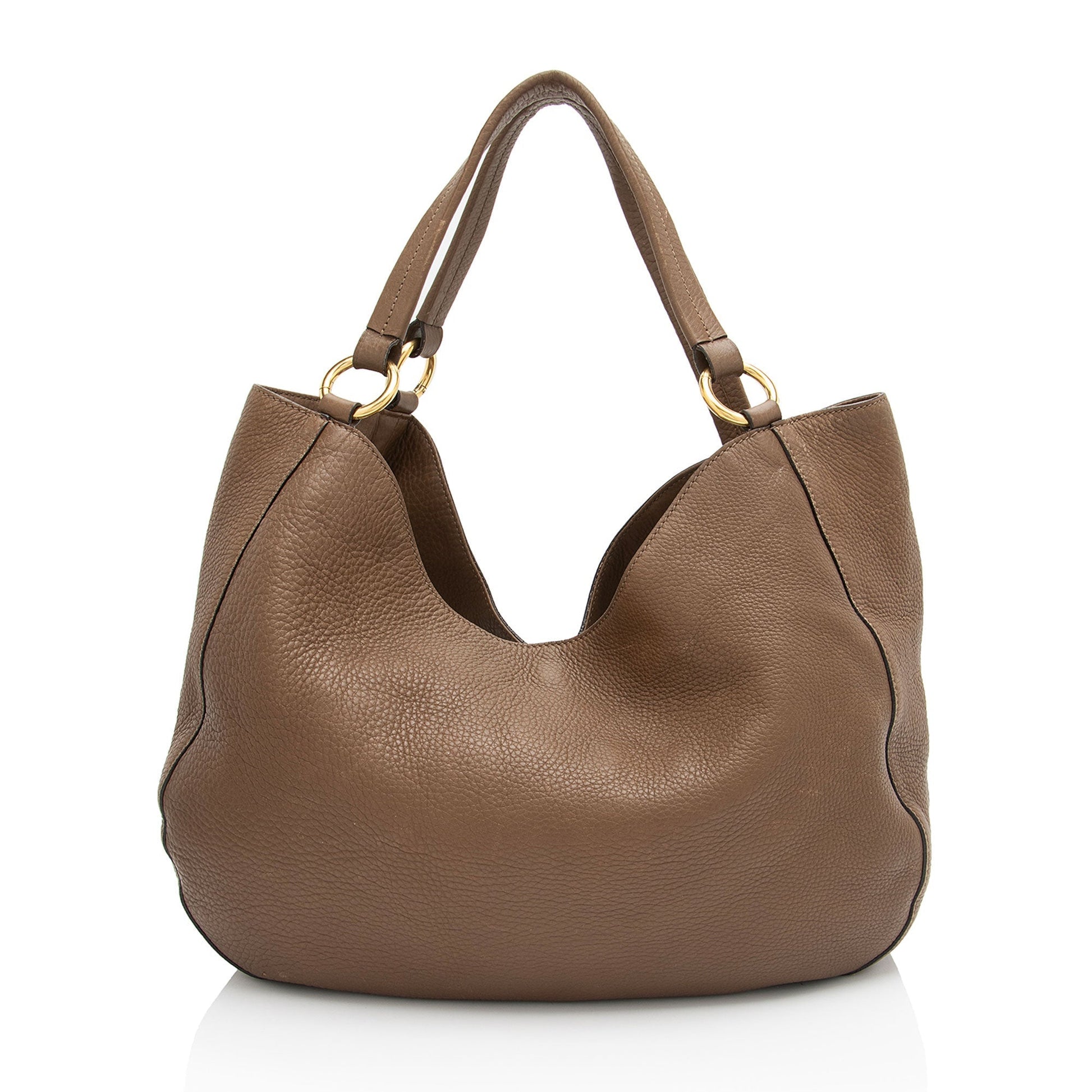 Gucci Twill Leather Brown Medium Tote Bag