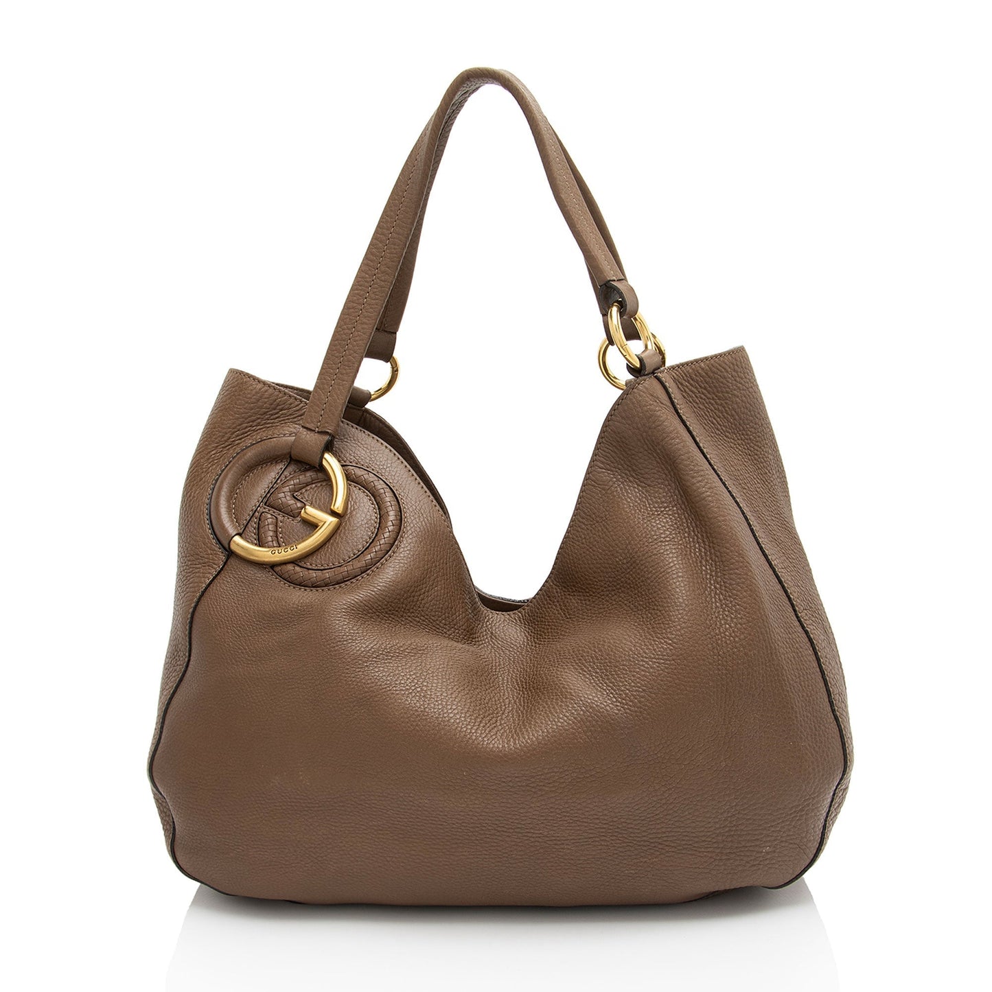 Gucci Twill Leather Brown Medium Tote Bag
