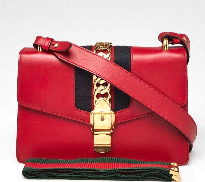 Gucci WEB SYLVIE Leather Calfskin Medium Shoulder Bag