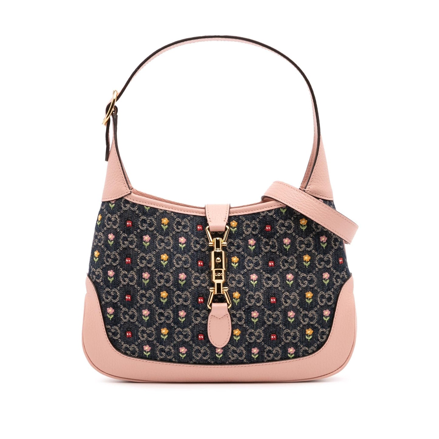 Gucci Limited Edition GG Embroidered Floral Denim Small Crossbody Bag Crossbody 1