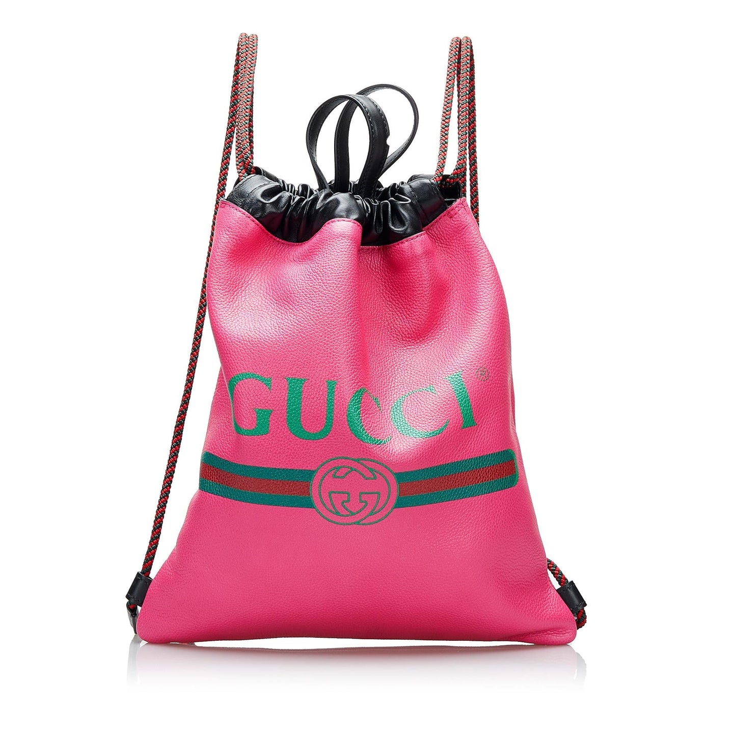 Gucci Drawstring Backpack SHG-7Bj0RA Calf Pink Logo Jewelry