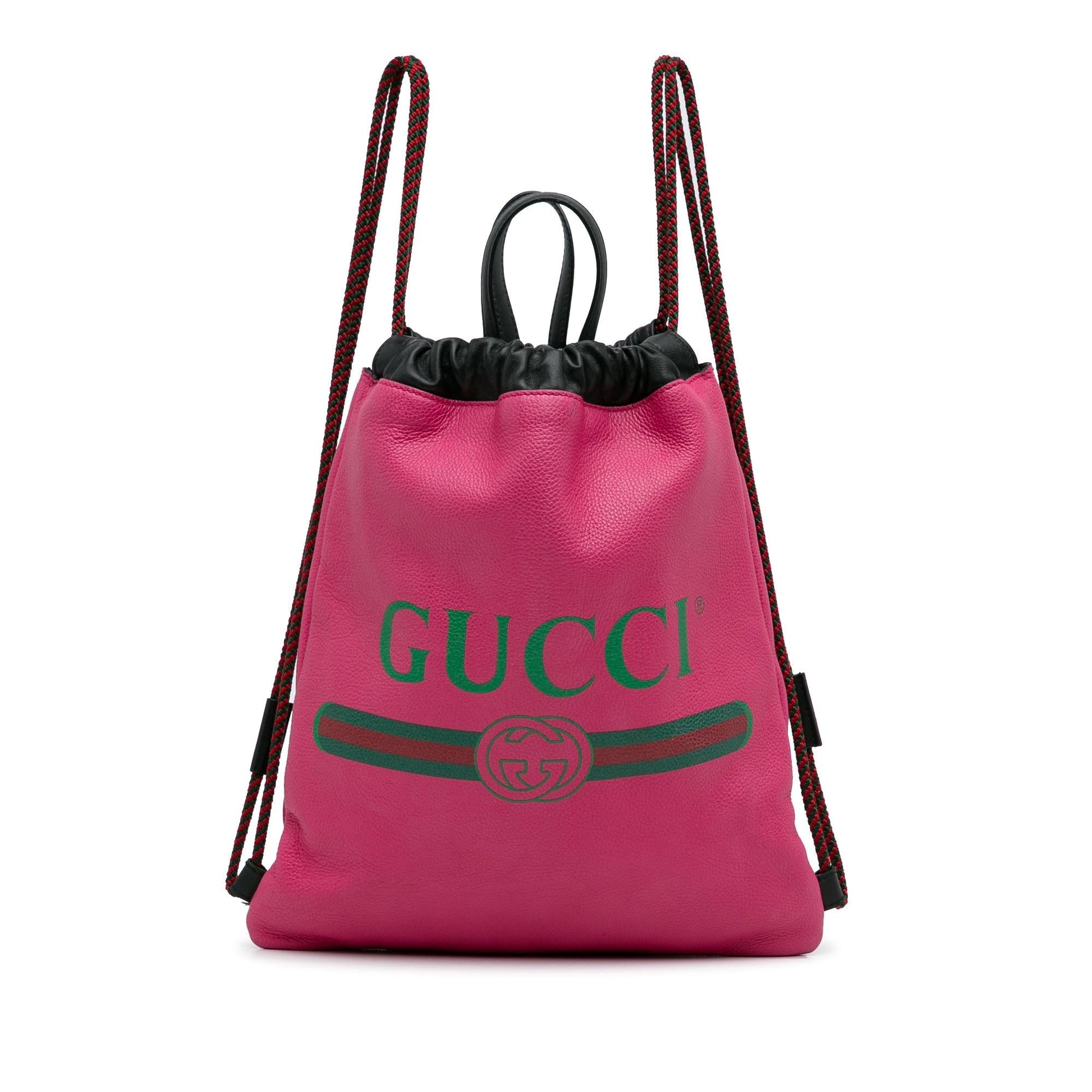 Gucci Drawstring Backpack SHG-u6A3A1 Calf Pink Logo Jewelry