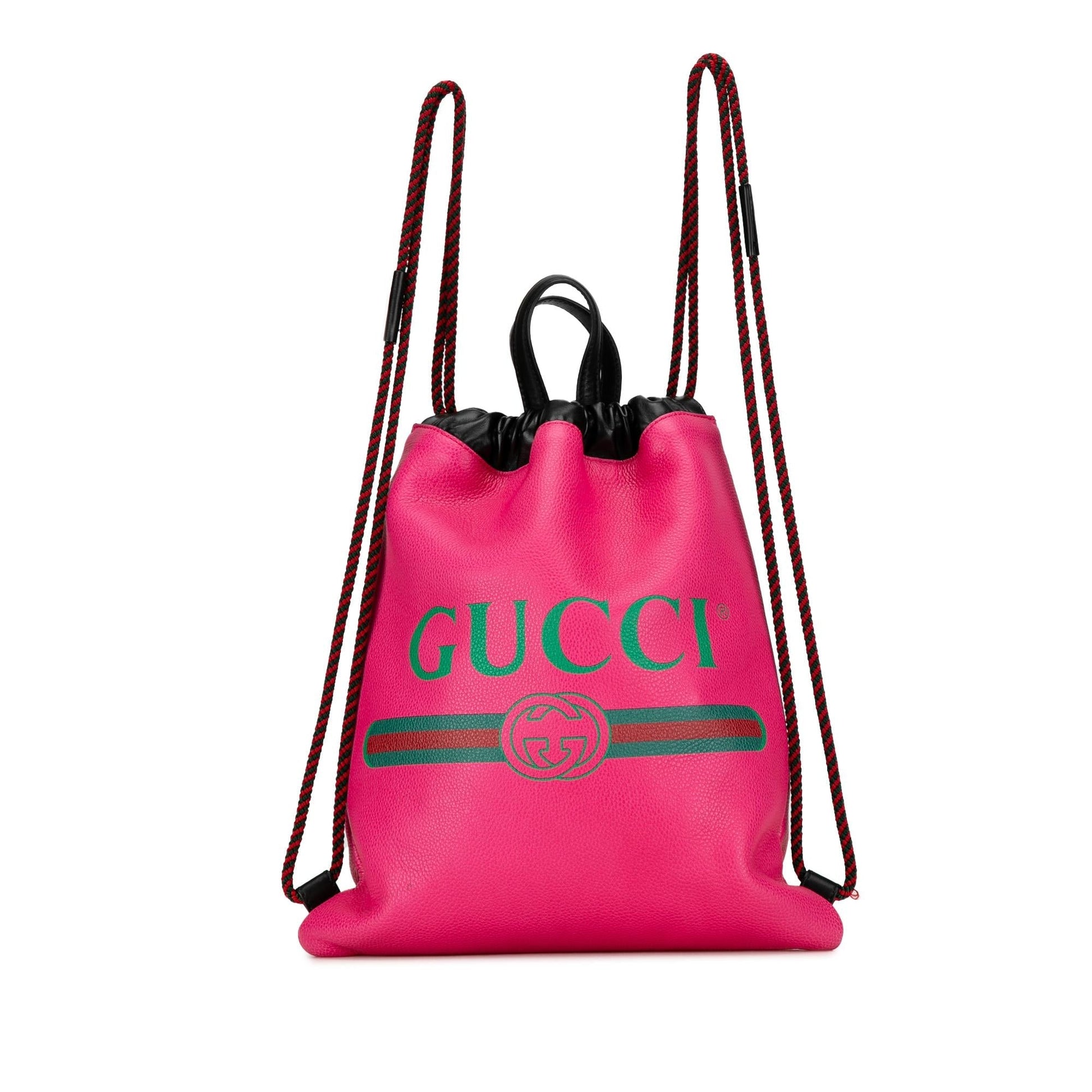 Gucci Drawstring Backpack SHG-7UcvNP Calf Pink Logo Jewelry