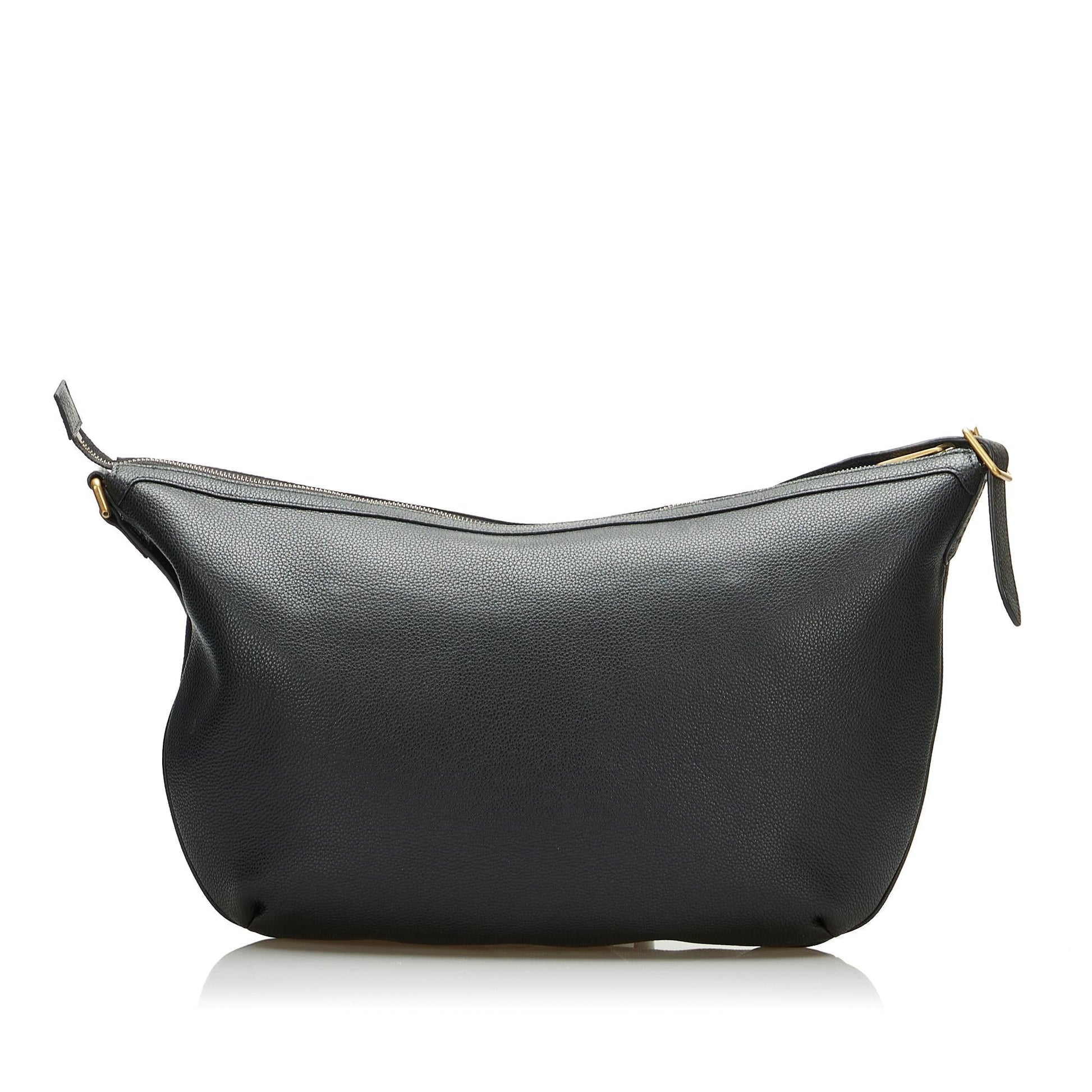 Gucci Half Moon SHG-FIF1Za Calf Black Logo Shoulder Bag