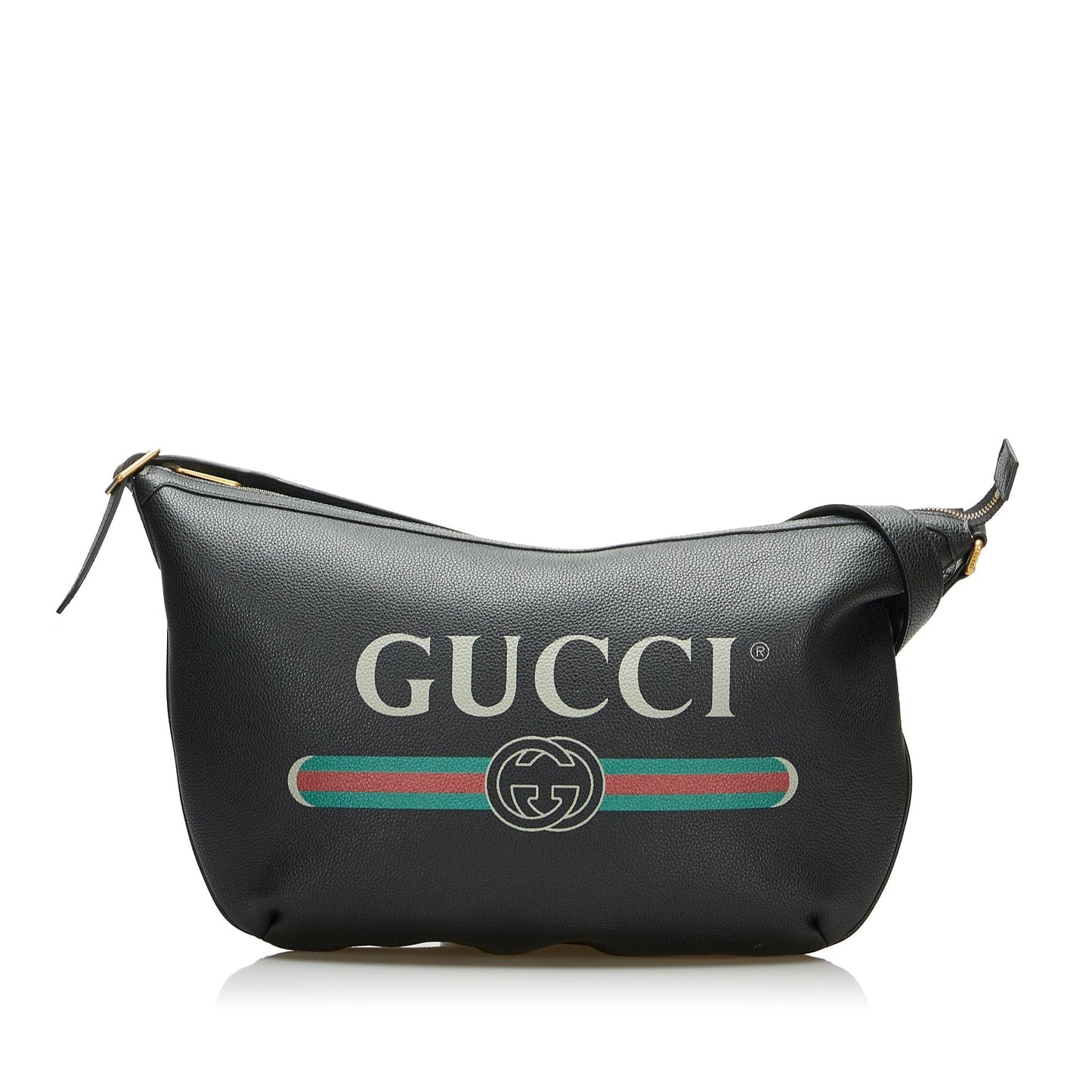 Gucci Half Moon SHG-FIF1Za Calf Black Logo Shoulder Bag
