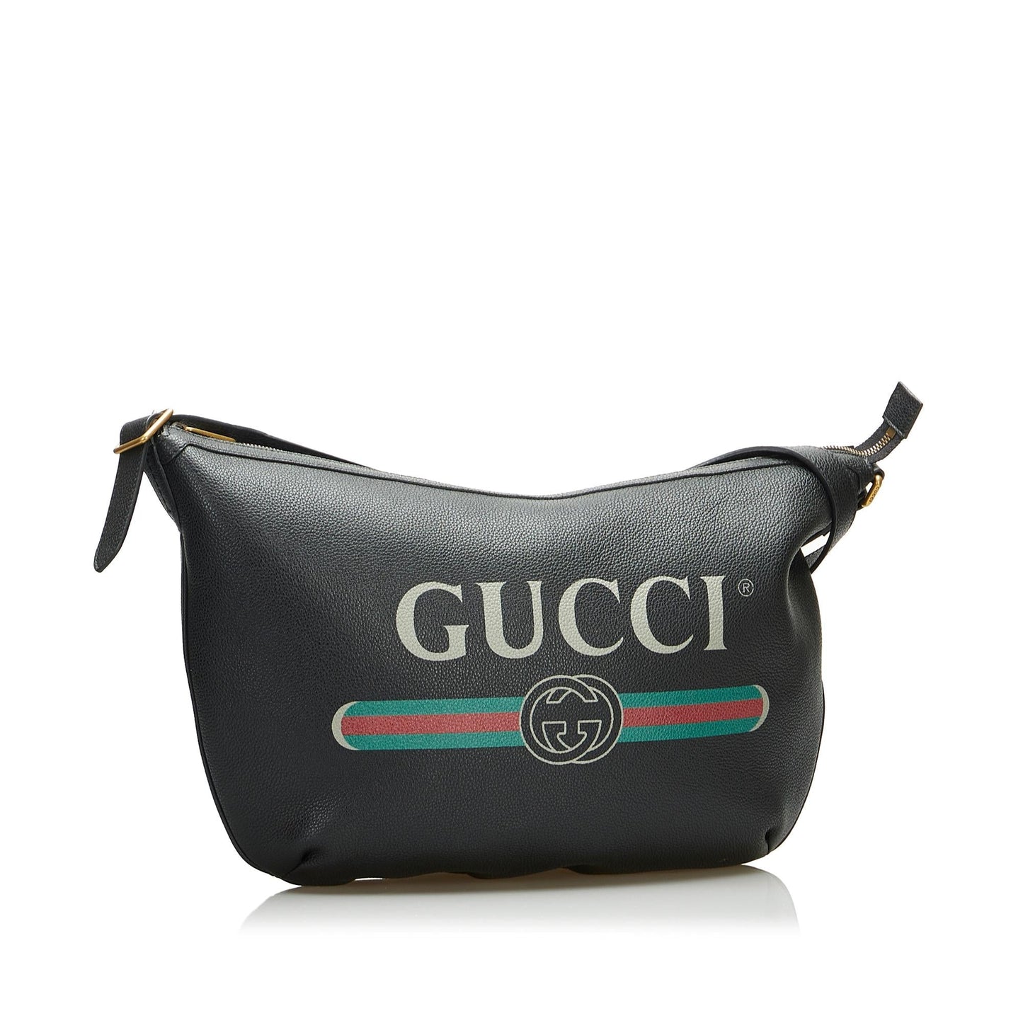 Gucci Half Moon SHG-FIF1Za Calf Black Logo Shoulder Bag