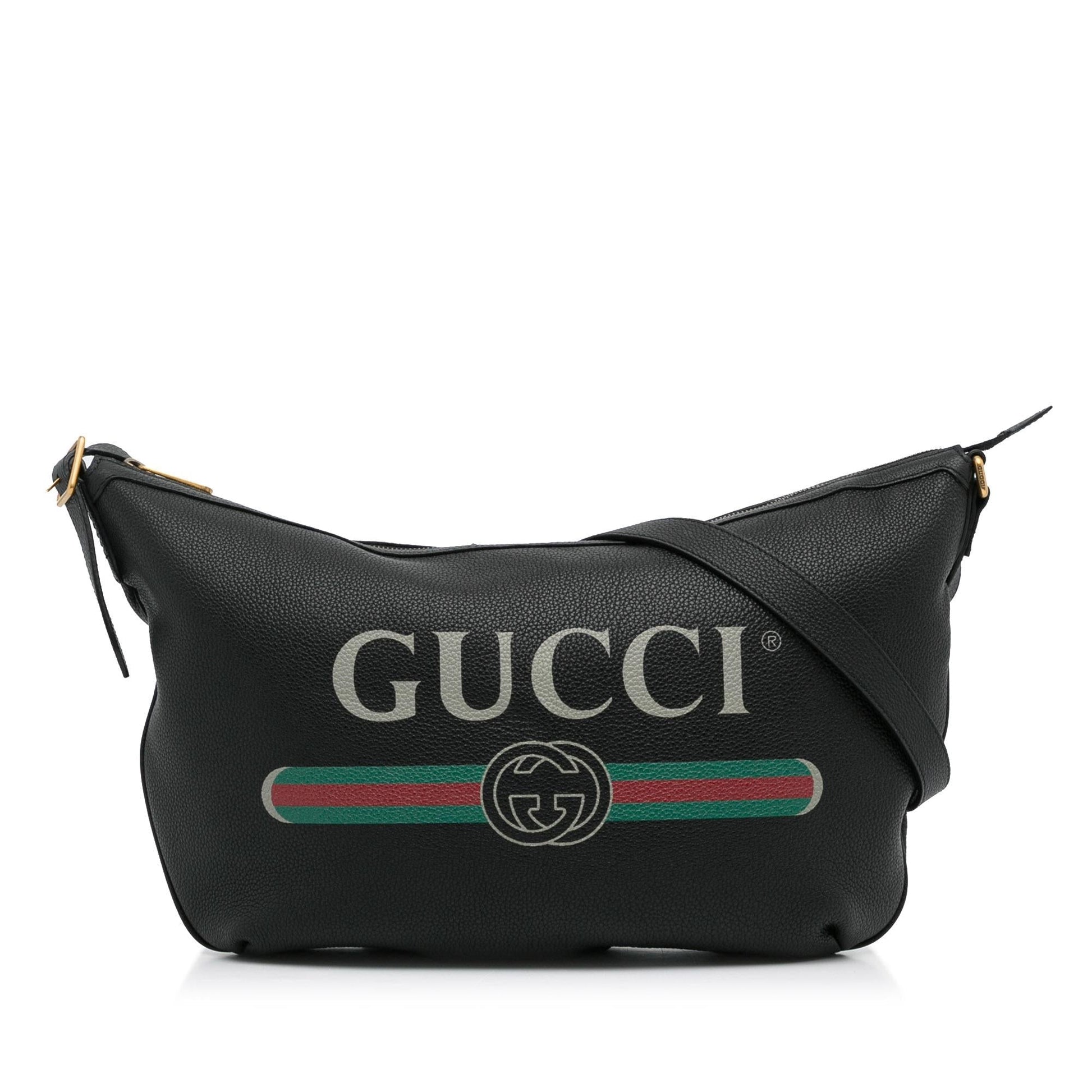 Gucci Half Moon SHG-yiN9Q7 Calf Black Logo Shoulder Bag