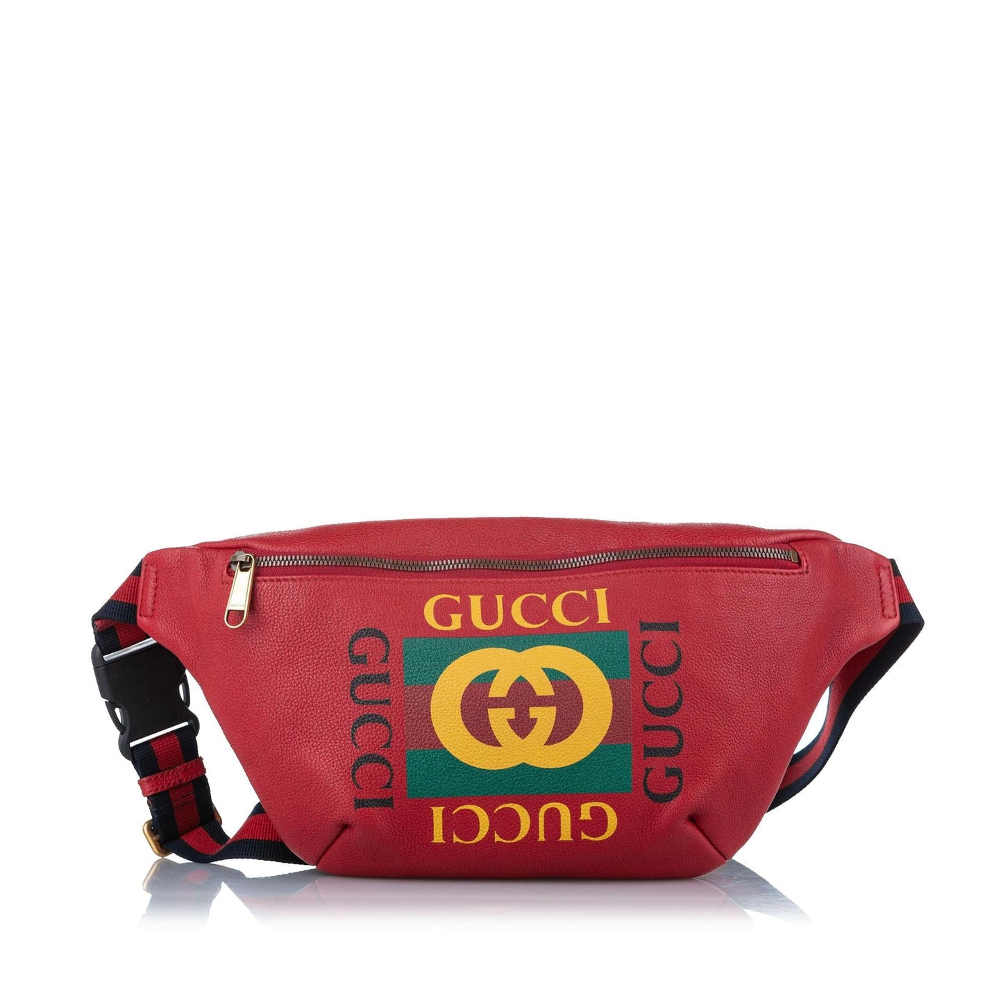 Gucci Belt SHG Leather Calf Red Logo Accessory