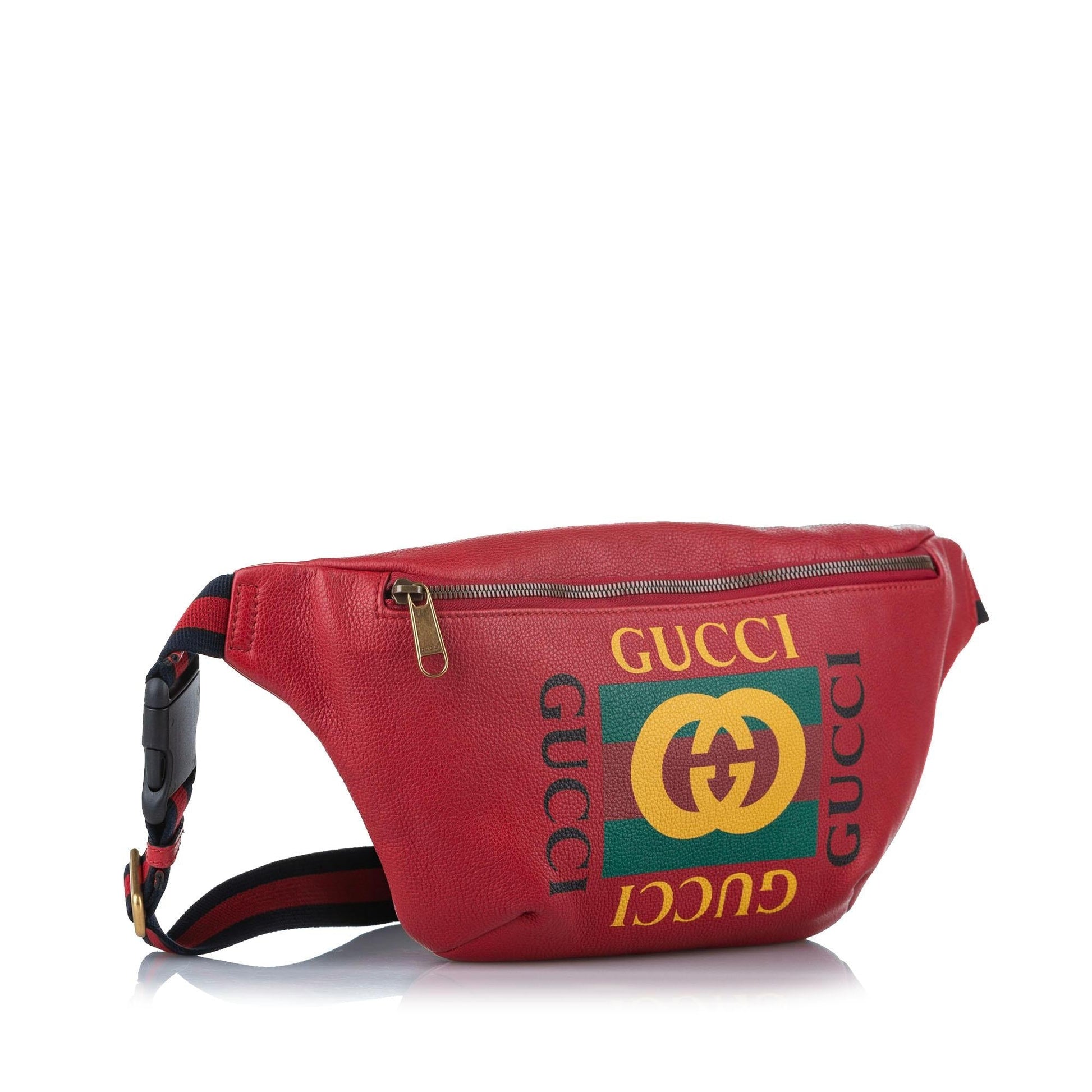 Gucci Belt SHG Leather Calf Red Logo Accessory