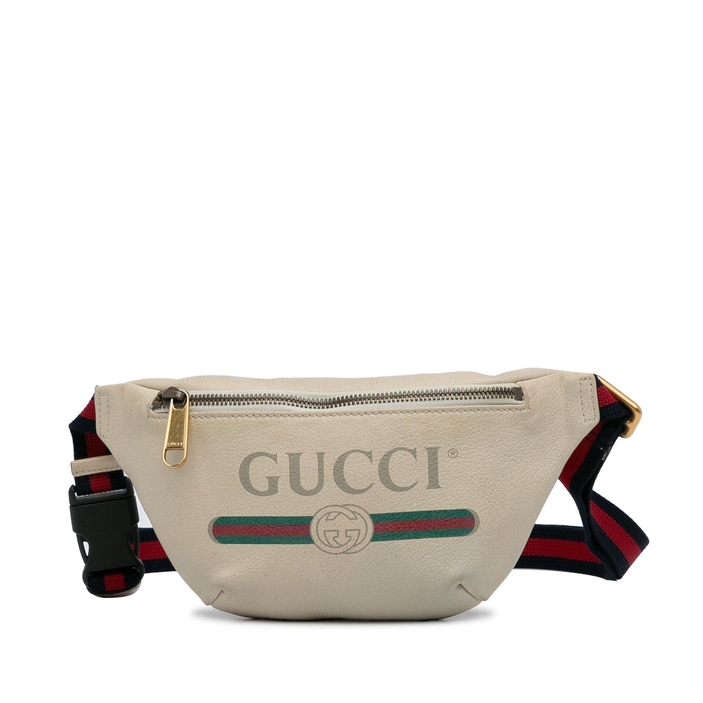 Gucci Belt Leather Calf White Logo Accessory
