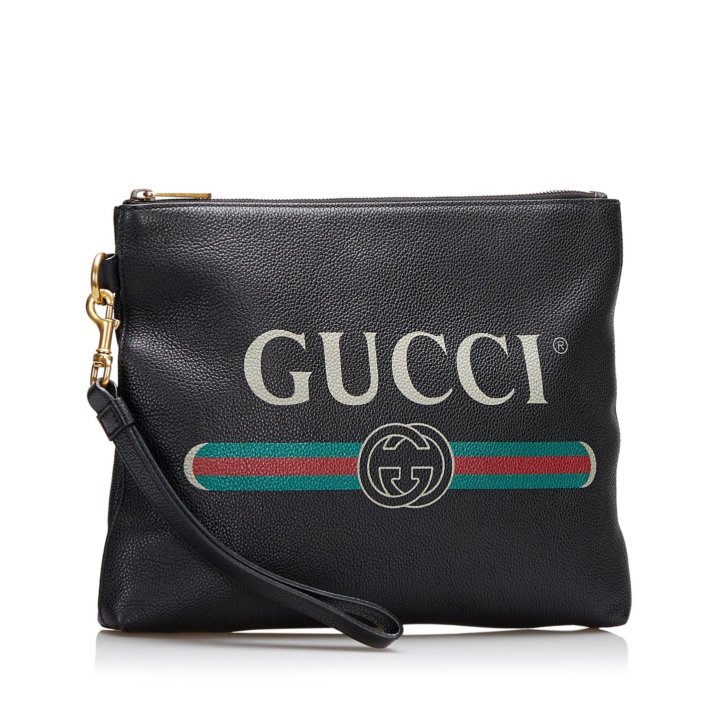 Gucci SHG-Kmt4iX Leather Calf Black Logo Clutch Bag