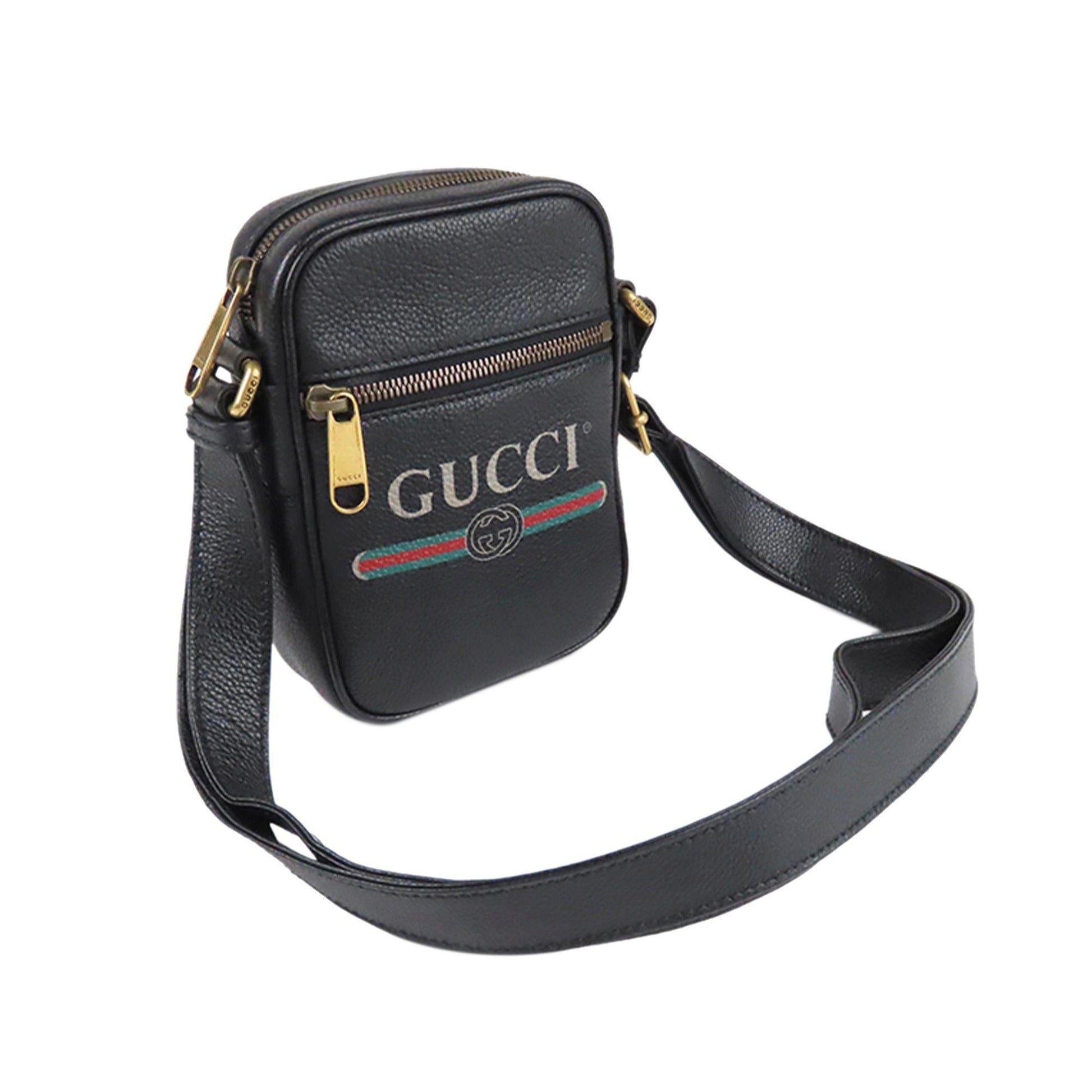 Gucci SHG Leather Calf Black Logo Crossbody Bag