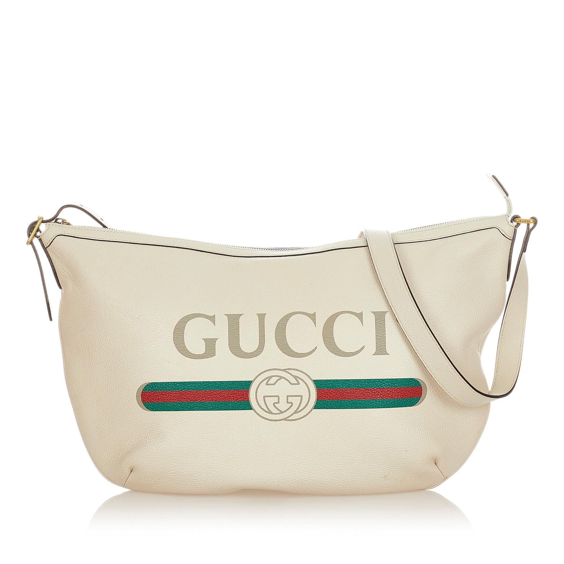 Gucci SHG Leather Calf White Logo Shoulder Bag