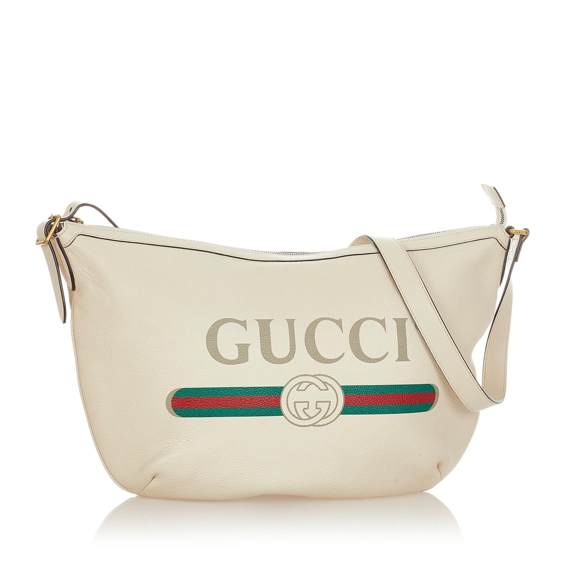 Gucci SHG Leather Calf White Logo Shoulder Bag