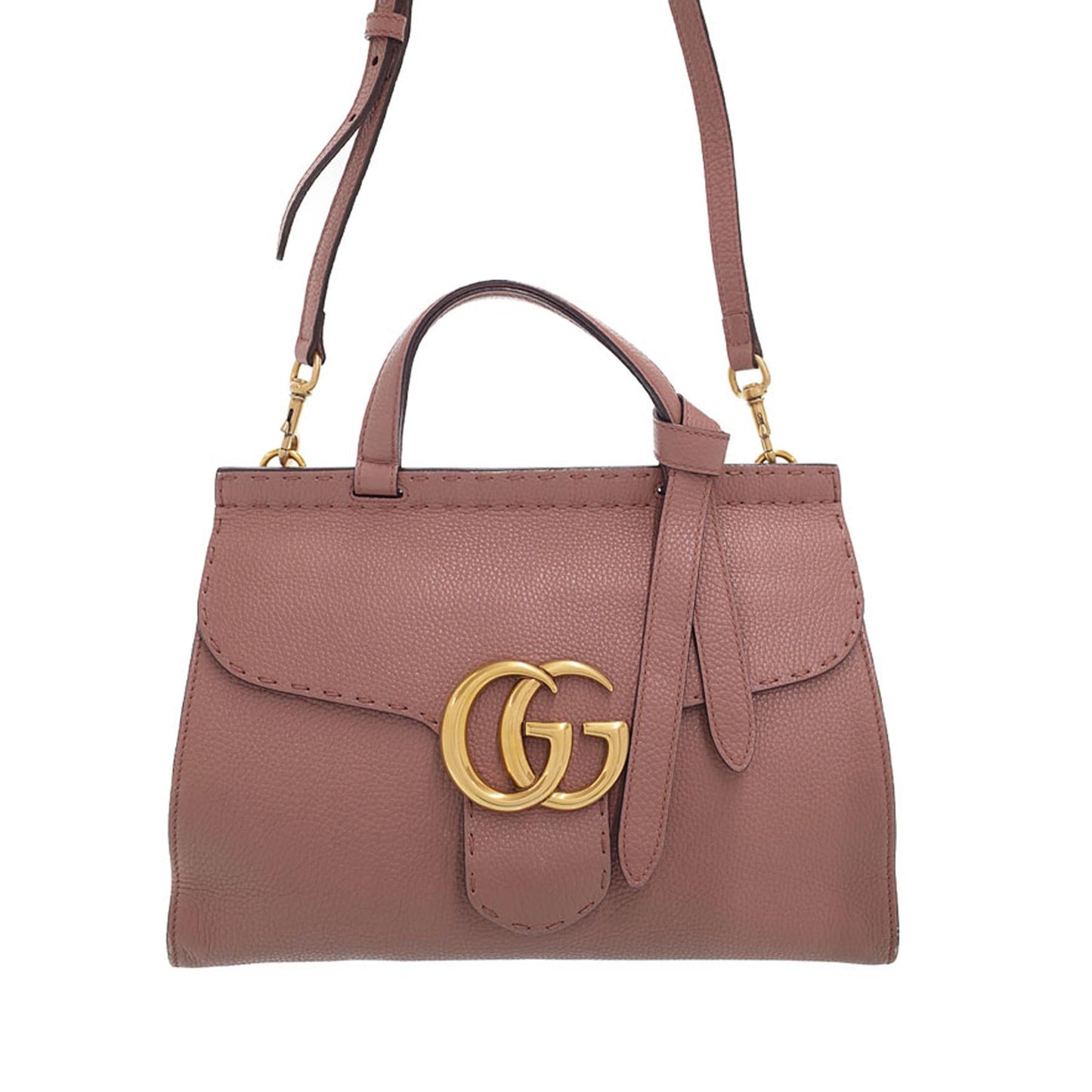 Gucci Marmont SHG Calf Pink Gold Top Handle Satchel Bag