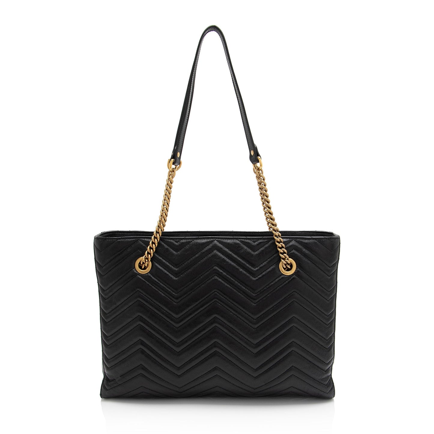 Gucci GG Marmont Chain Matelasse Calfskin Black Medium Tote Bag