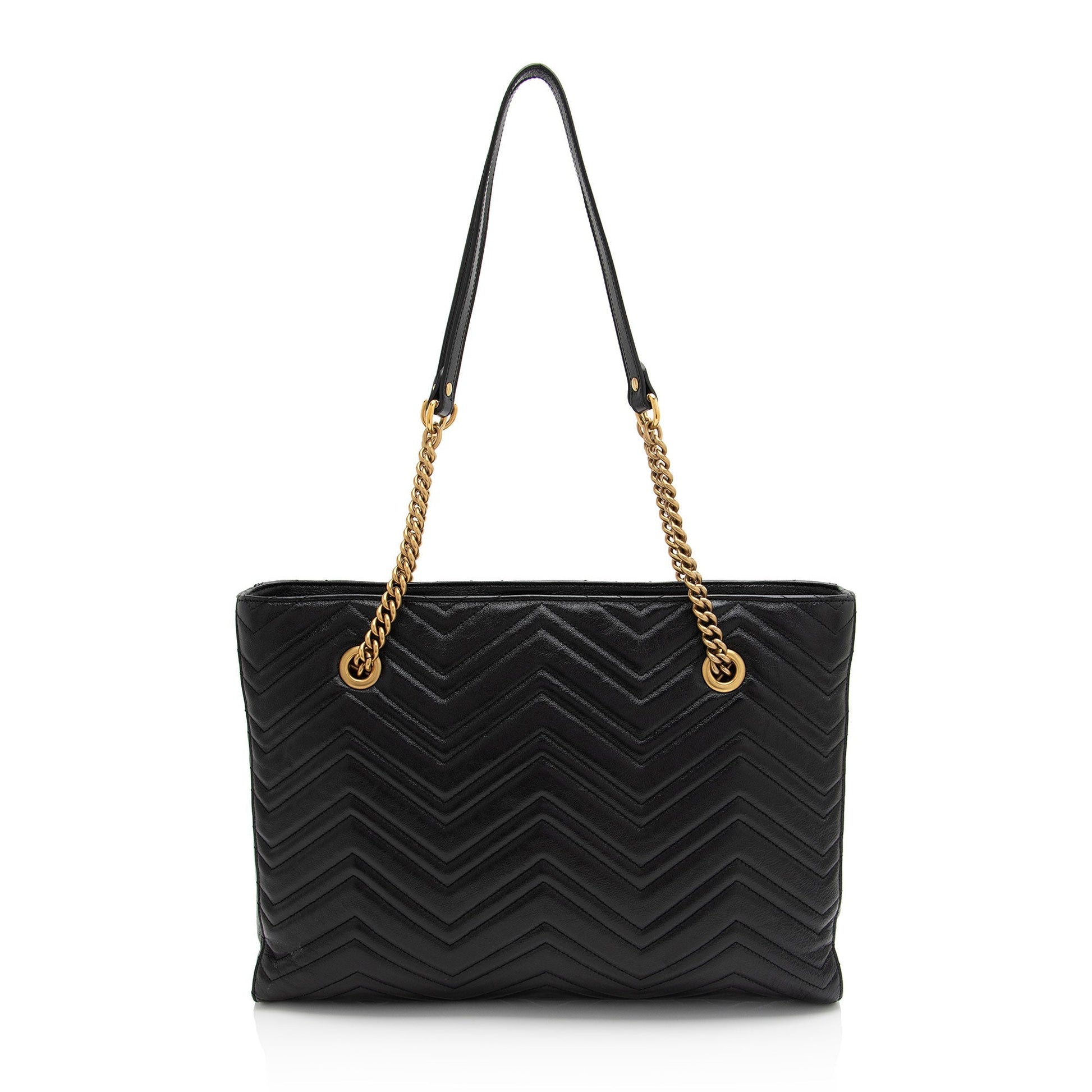Gucci GG Marmont Chain Matelasse Calfskin Black Medium Tote Bag